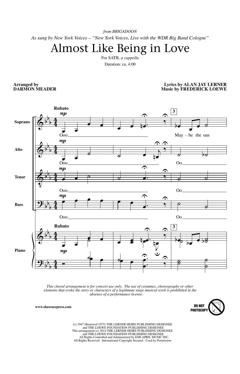 Almost Like Being In Love (SATB Choir) von Darmon Meader