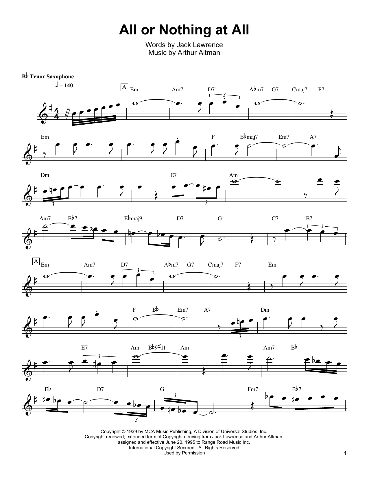 All Or Nothing At All (Tenor Sax Transcription) von Wayne Shorter