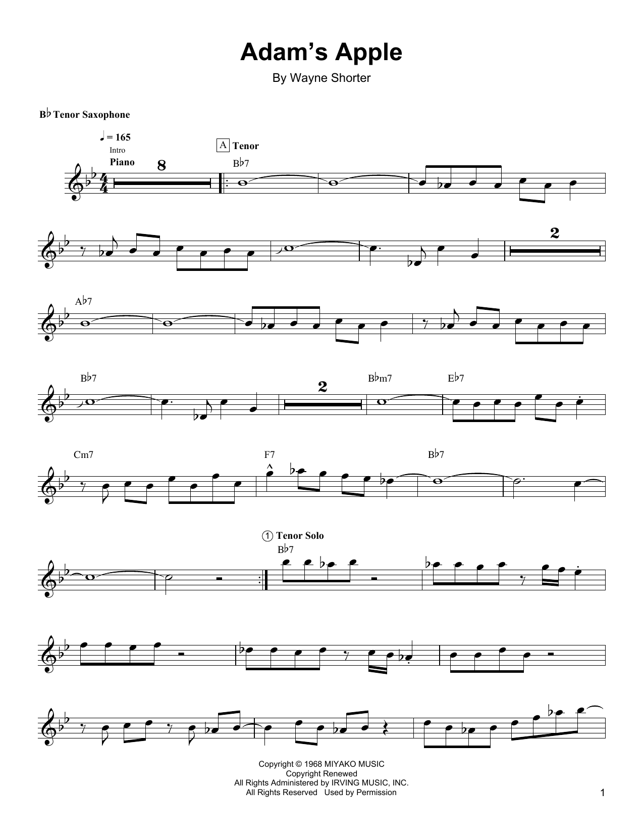 Adam's Apple (Tenor Sax Transcription) von Wayne Shorter