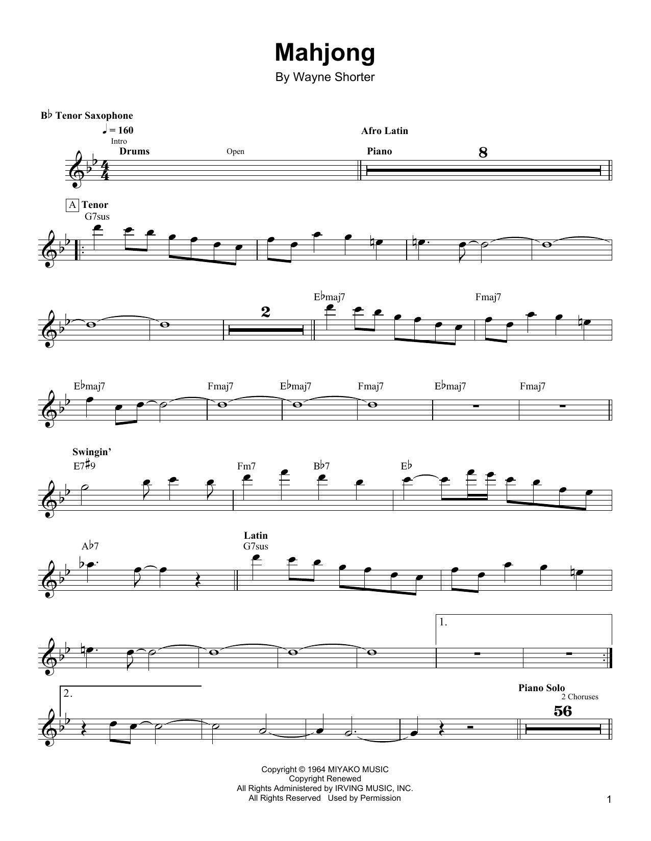 Mahjong (Tenor Sax Transcription) von Wayne Shorter