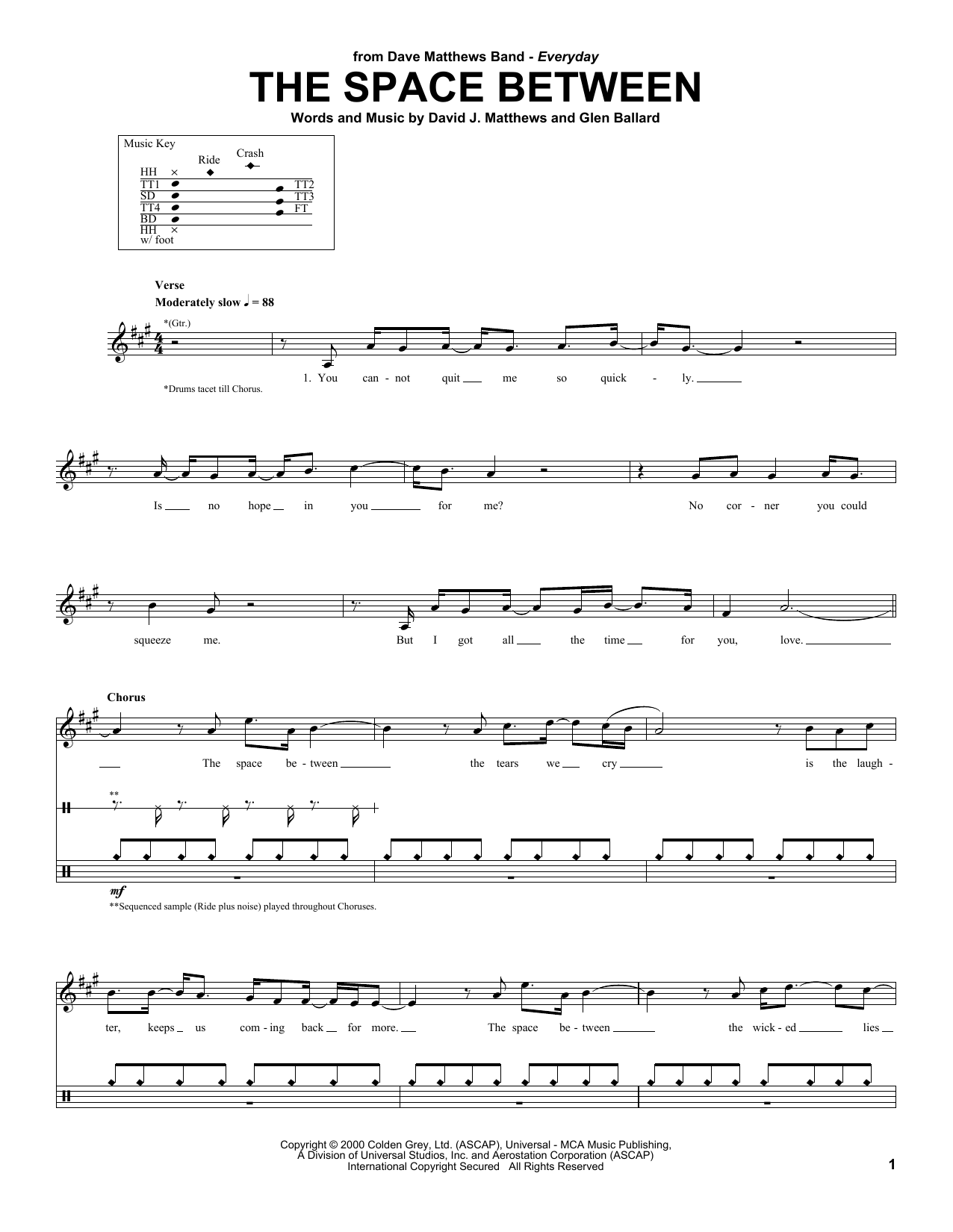 The Space Between (Drums Transcription) von Dave Matthews Band