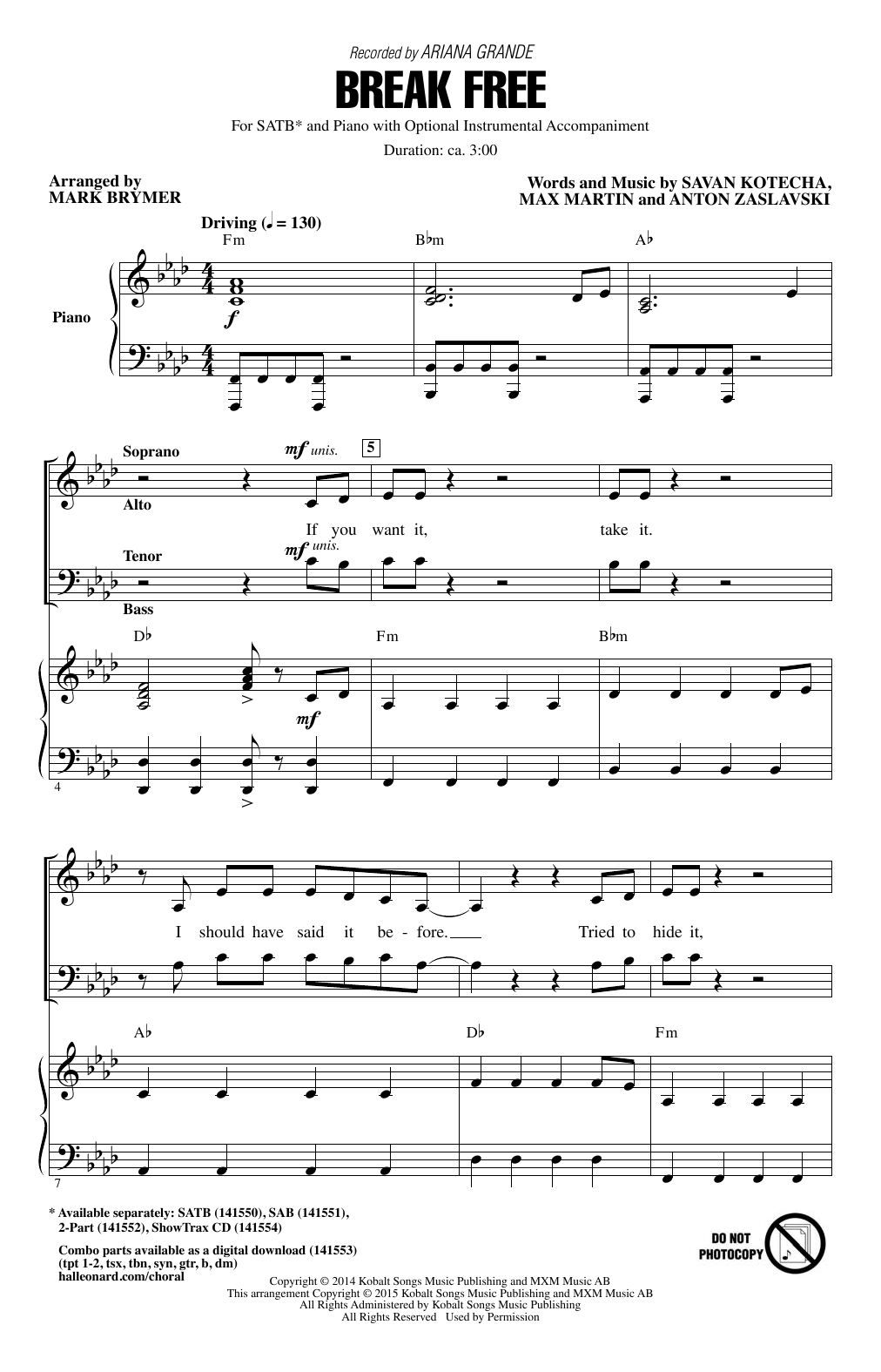 Break Free (SATB Choir) von Mark Brymer