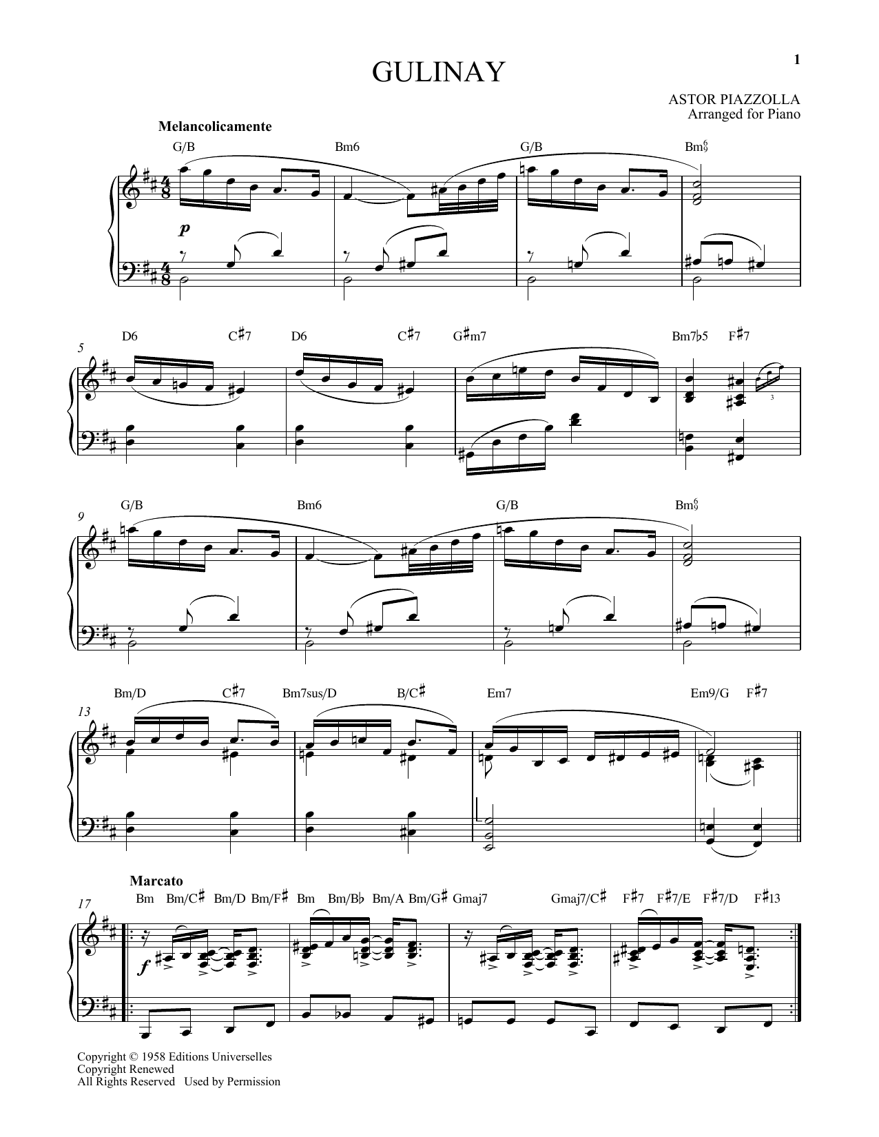 Gulinay (Piano Solo) von Astor Piazzolla