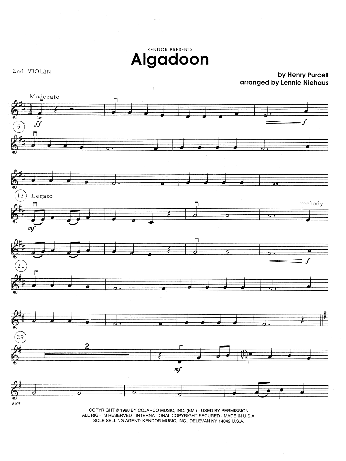 Algadoon - 2nd Violin (Orchestra) von Lennie Niehaus