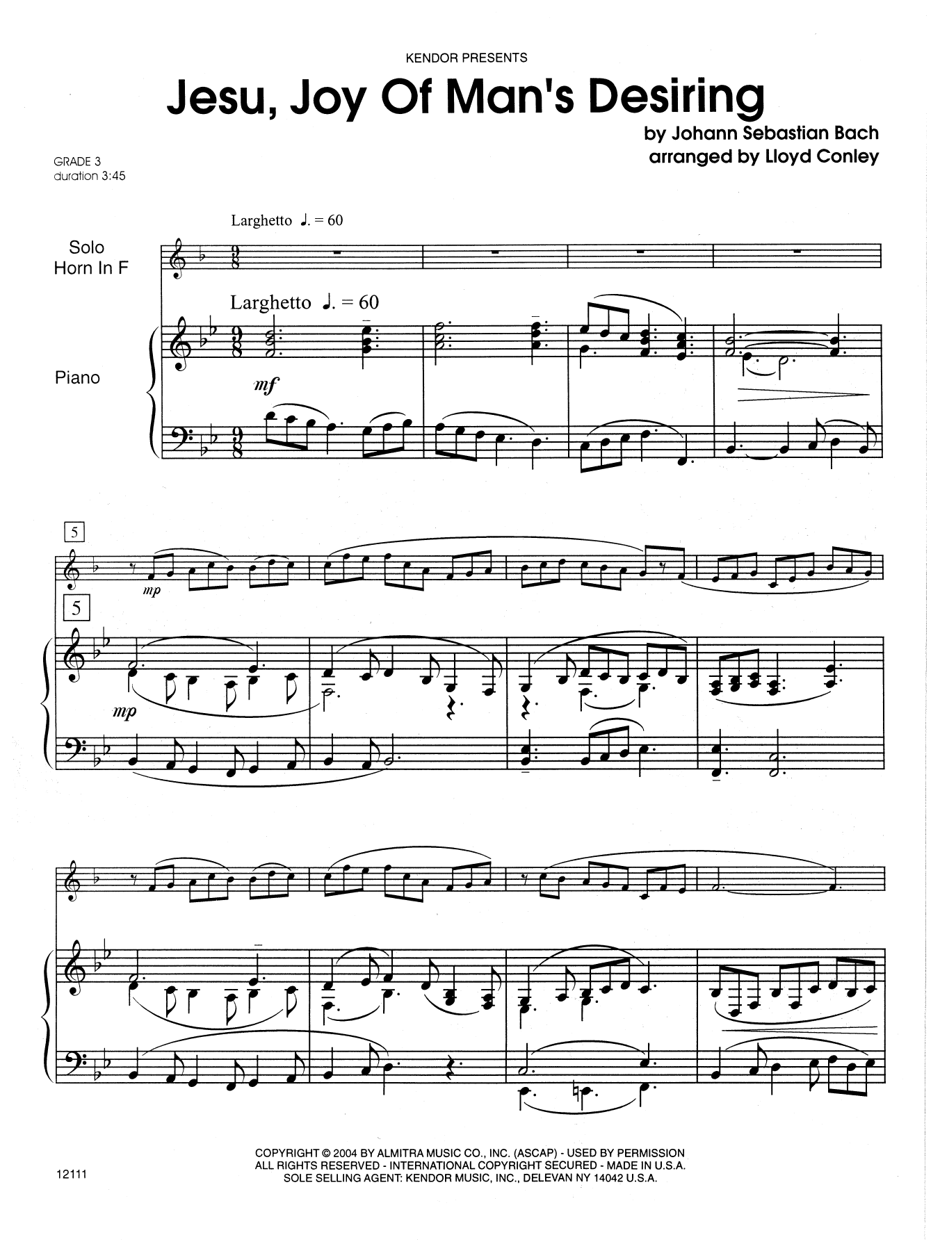 Jesu, Joy of Man's Desiring - Piano (Brass Solo) von Lloyd Conley