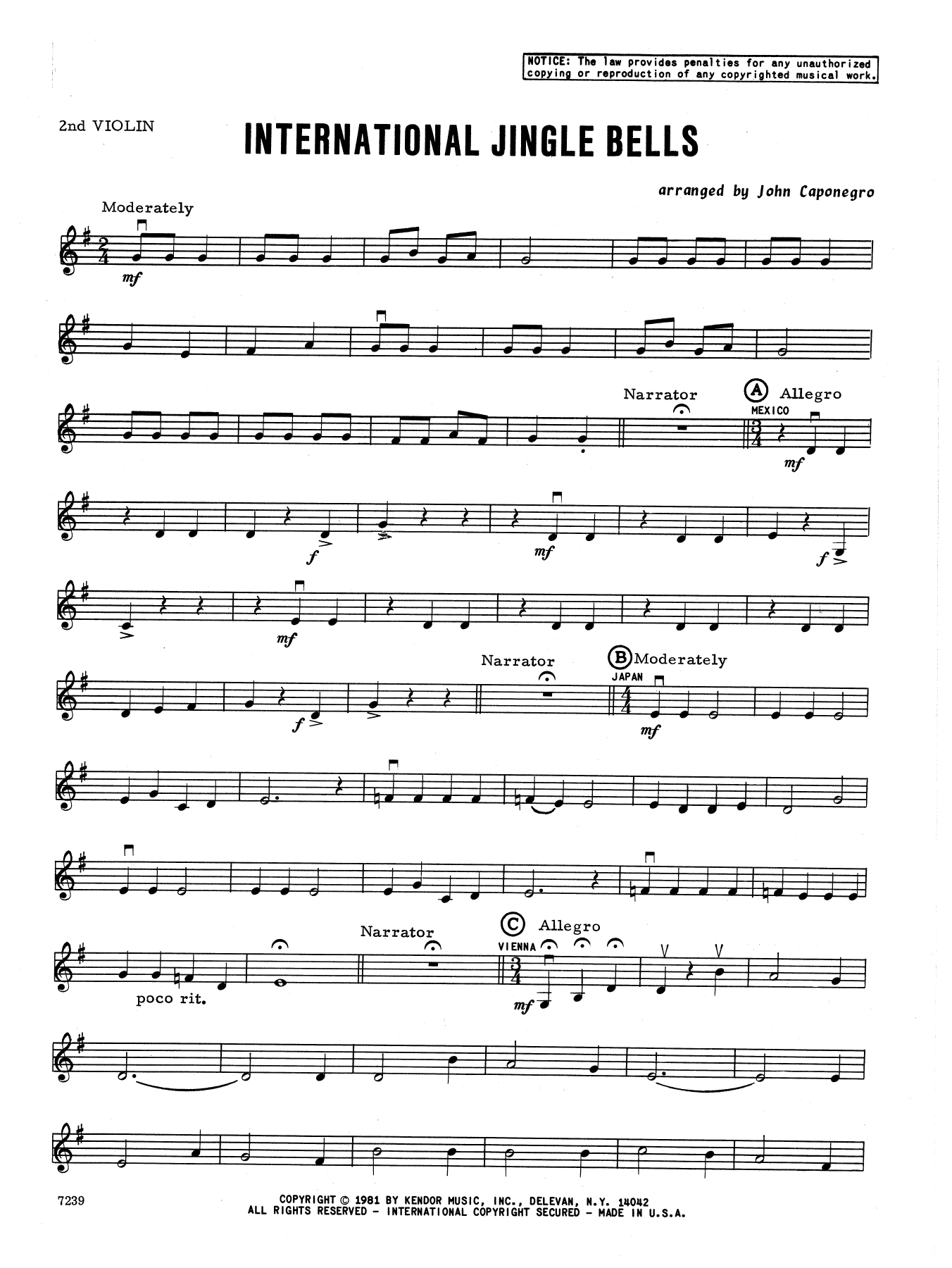 International Jingle Bells - 2nd Violin (Orchestra) von John Caponegro