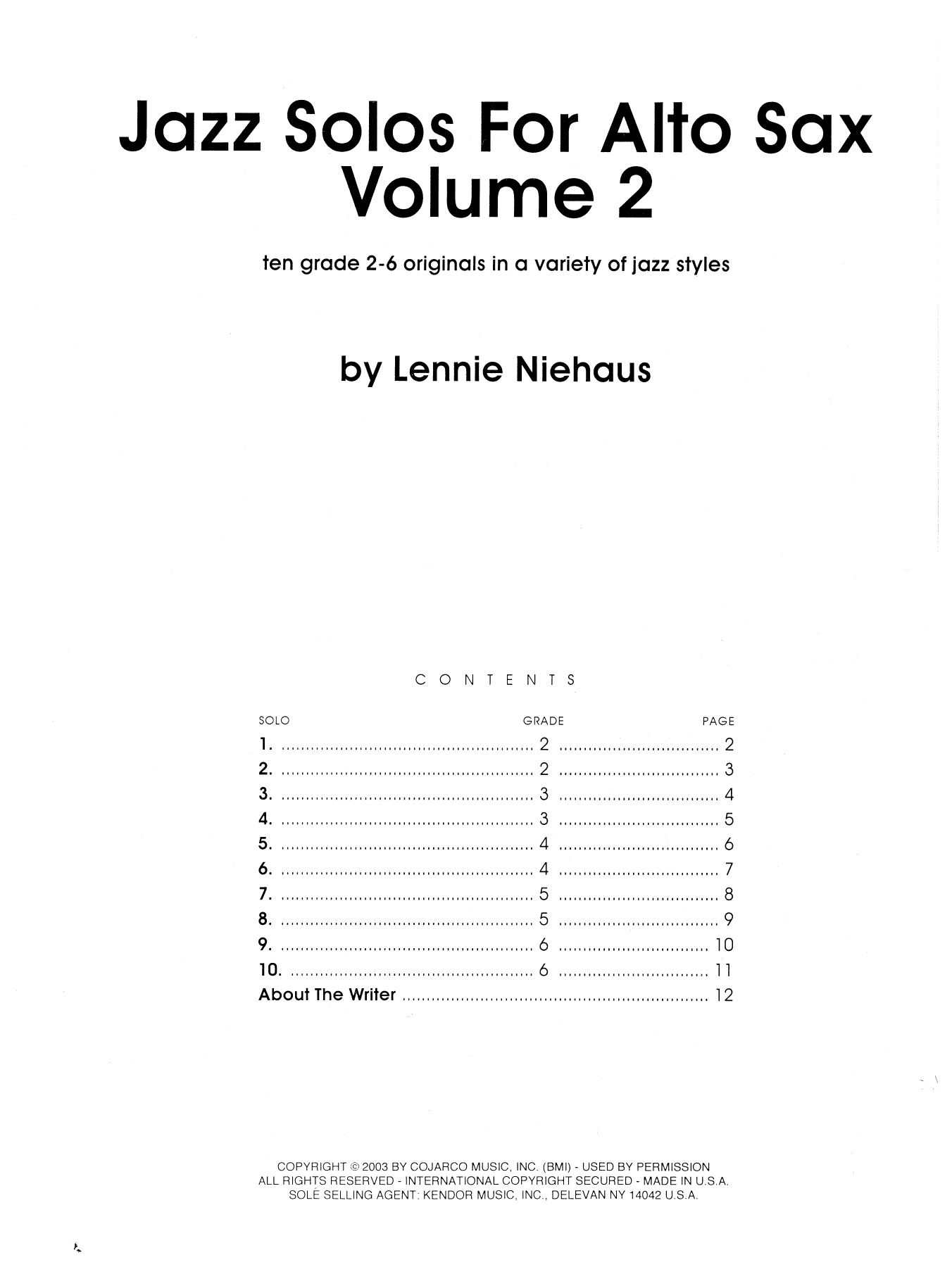 Jazz Solos For Alto Sax, Volume 2 (Woodwind Solo) von Lennie Niehaus