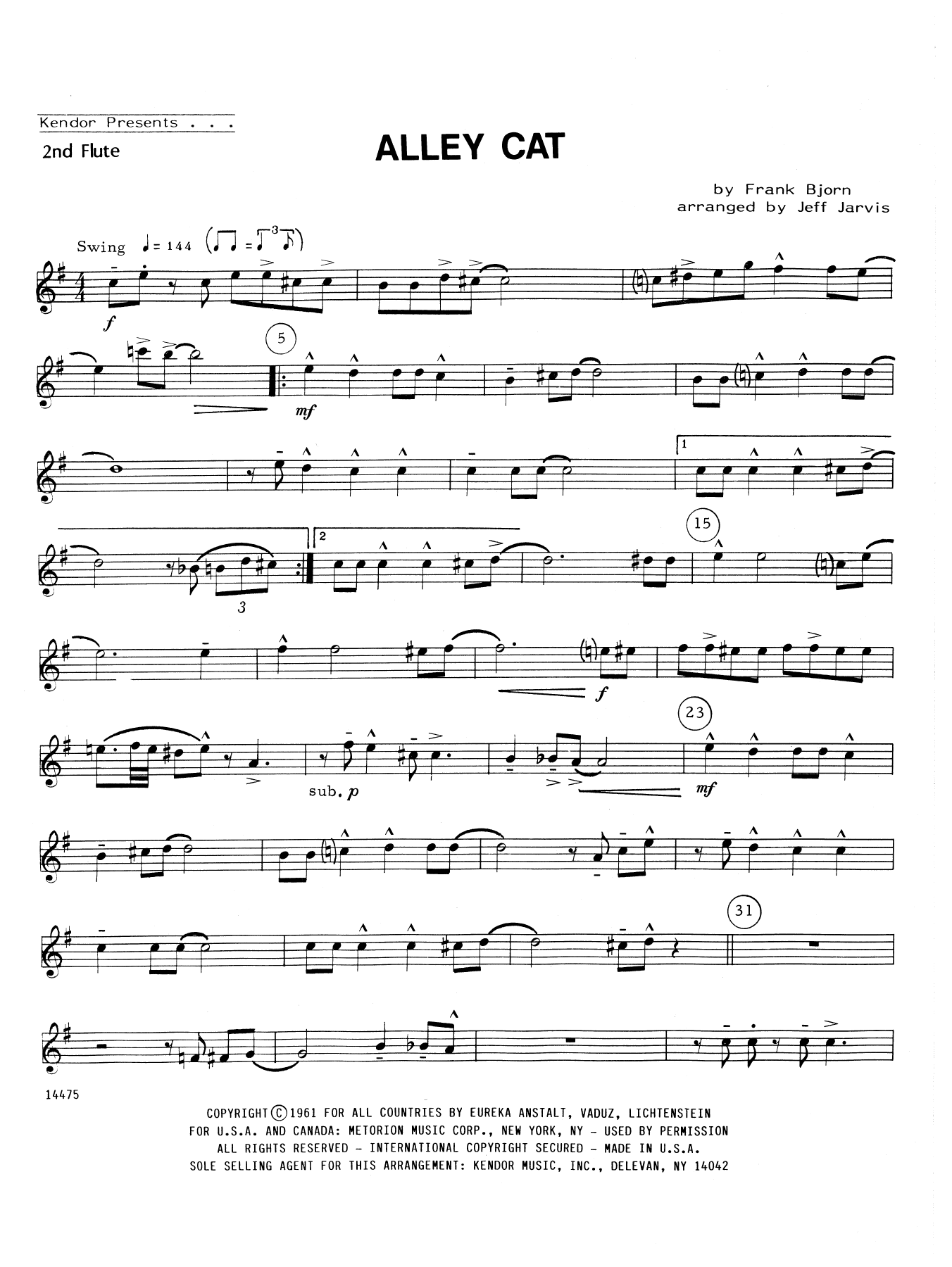 Alley Cat - 2nd Flute (Woodwind Ensemble) von Jeff Jarvis