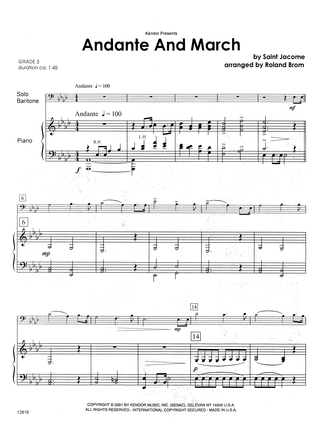 Andante And March - Piano (Brass Solo) von Brom