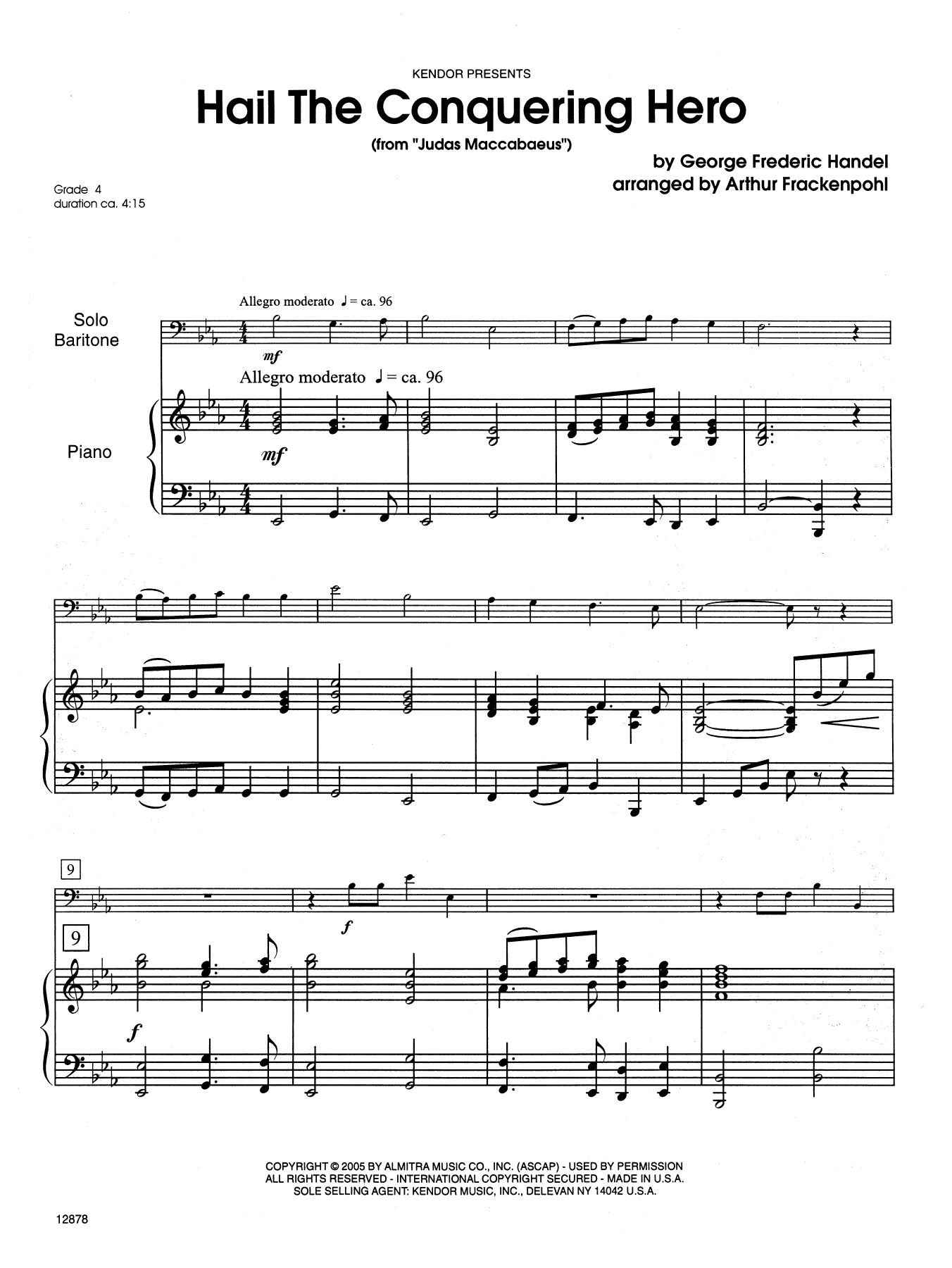 Hail The Conquering Hero (From Judas Maccabaeus) - Piano (Brass Solo) von Arthur Frackenpohl