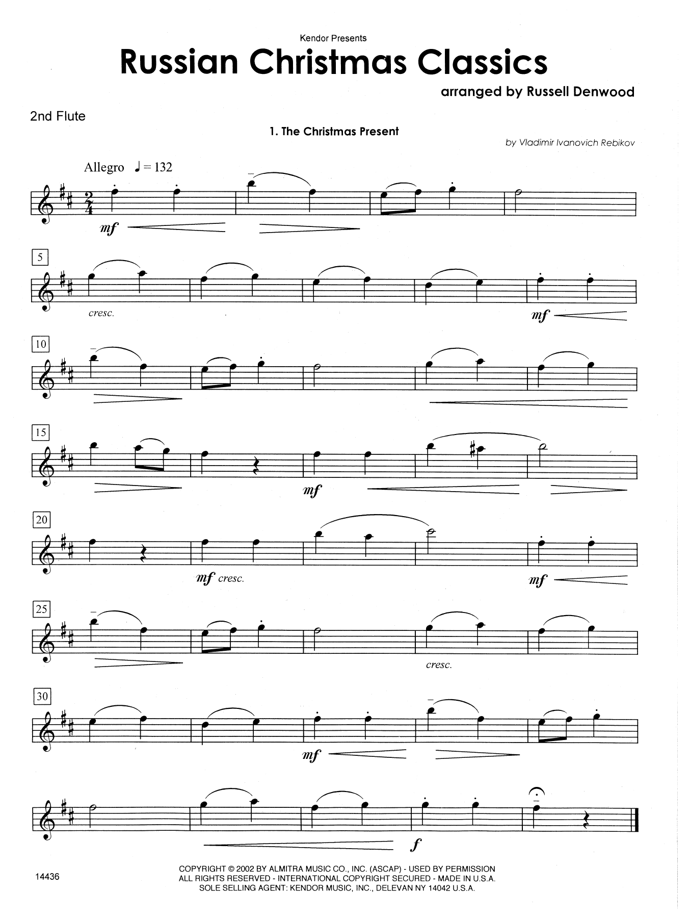 Russian Christmas Classics - 2nd Flute (Woodwind Ensemble) von Russell Denwood