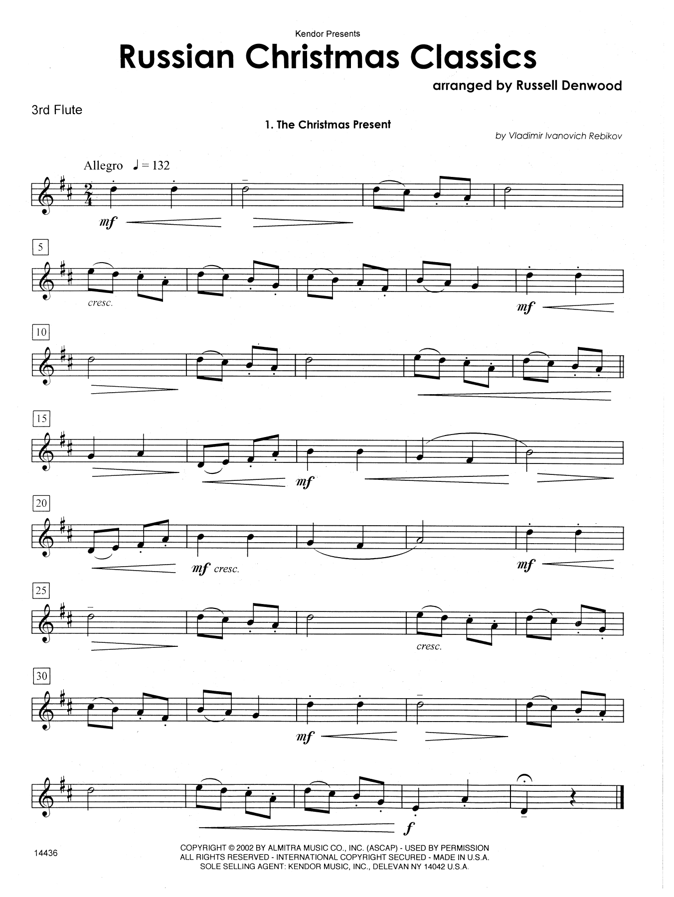 Russian Christmas Classics - 3rd C Flute (Woodwind Ensemble) von Russell Denwood