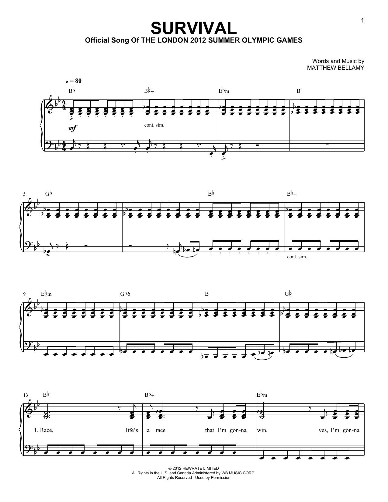 Survival (Easy Piano) von Muse