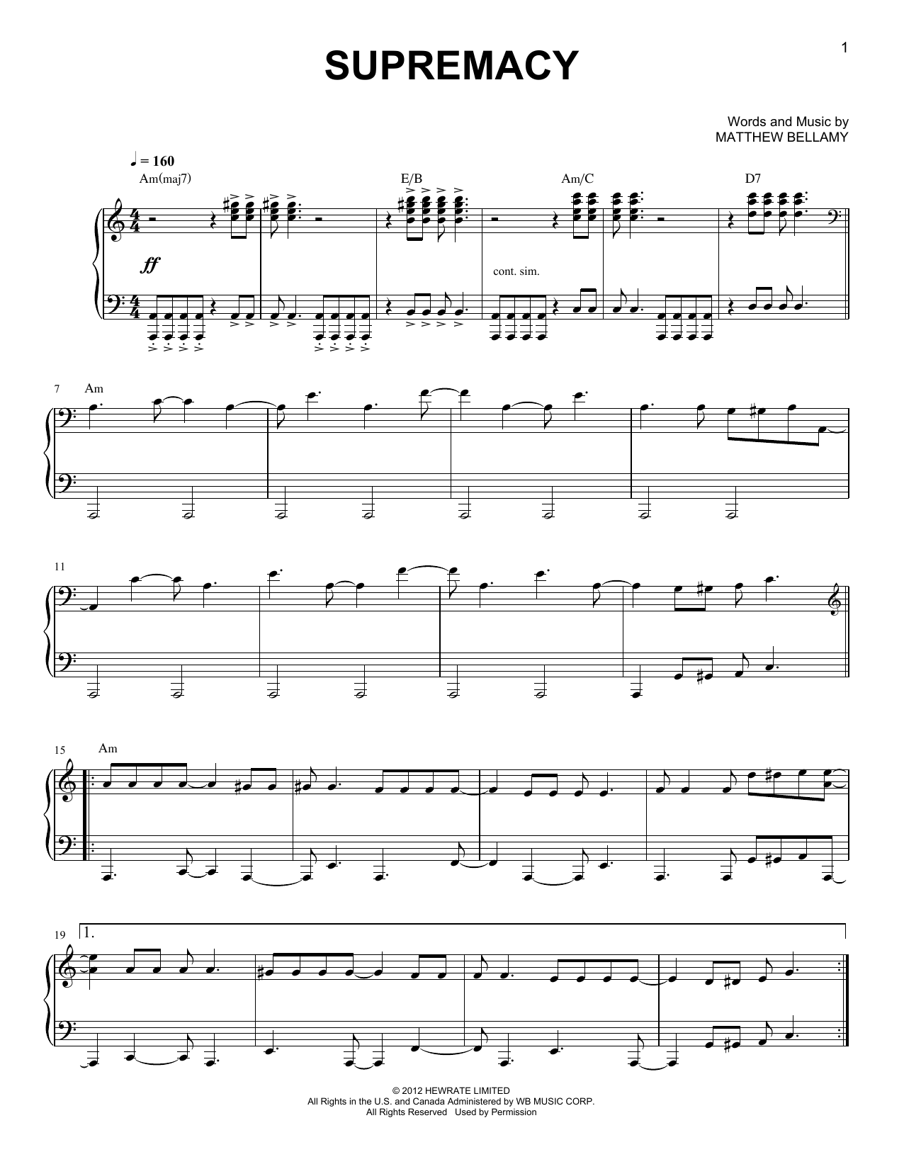 Supremacy (Easy Piano) von Muse