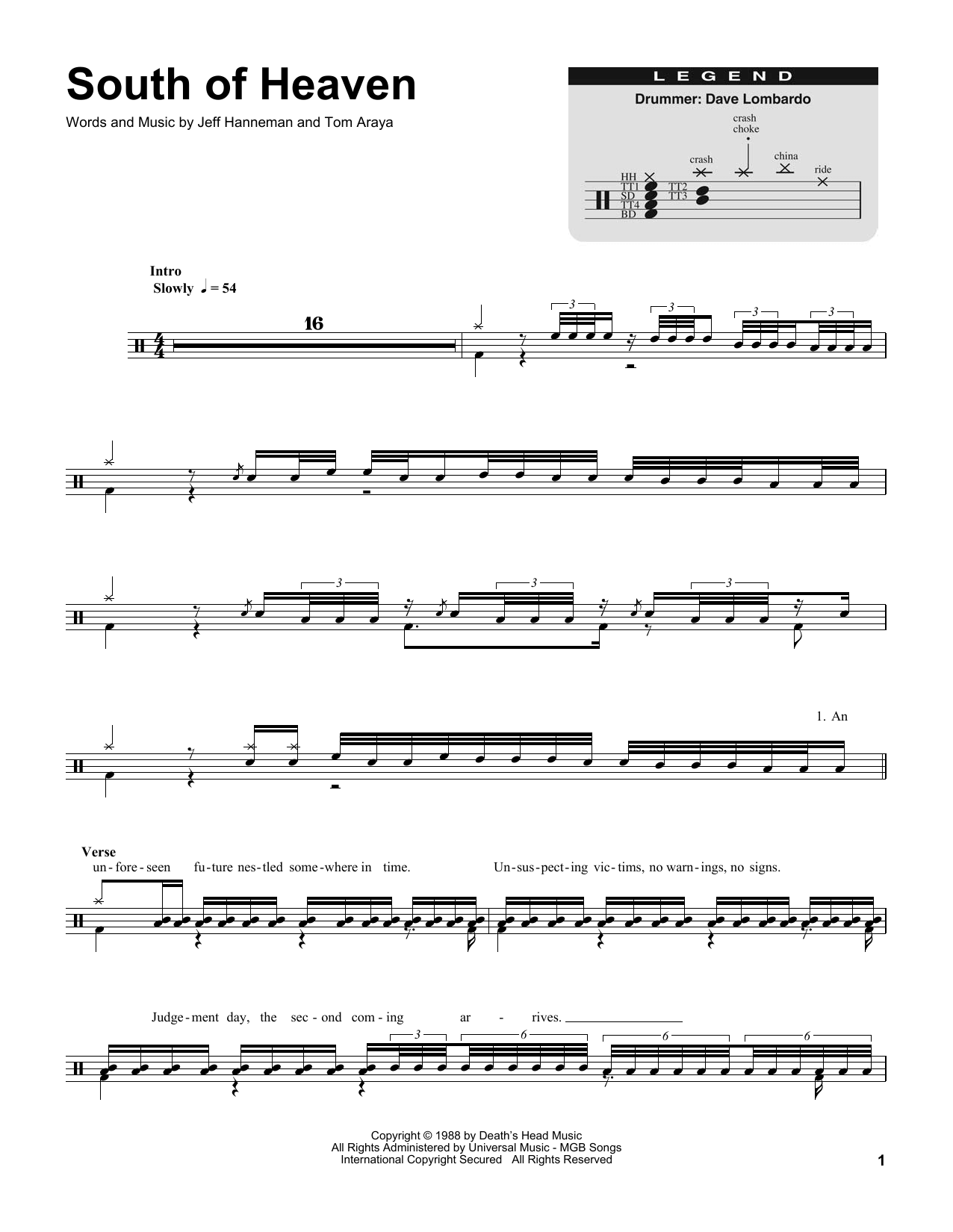 South Of Heaven (Drums Transcription) von Slayer