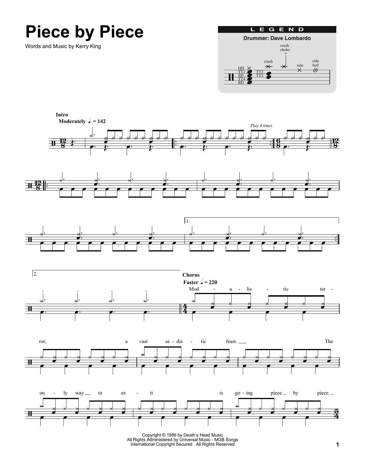 Piece By Piece (Drums Transcription) von Slayer