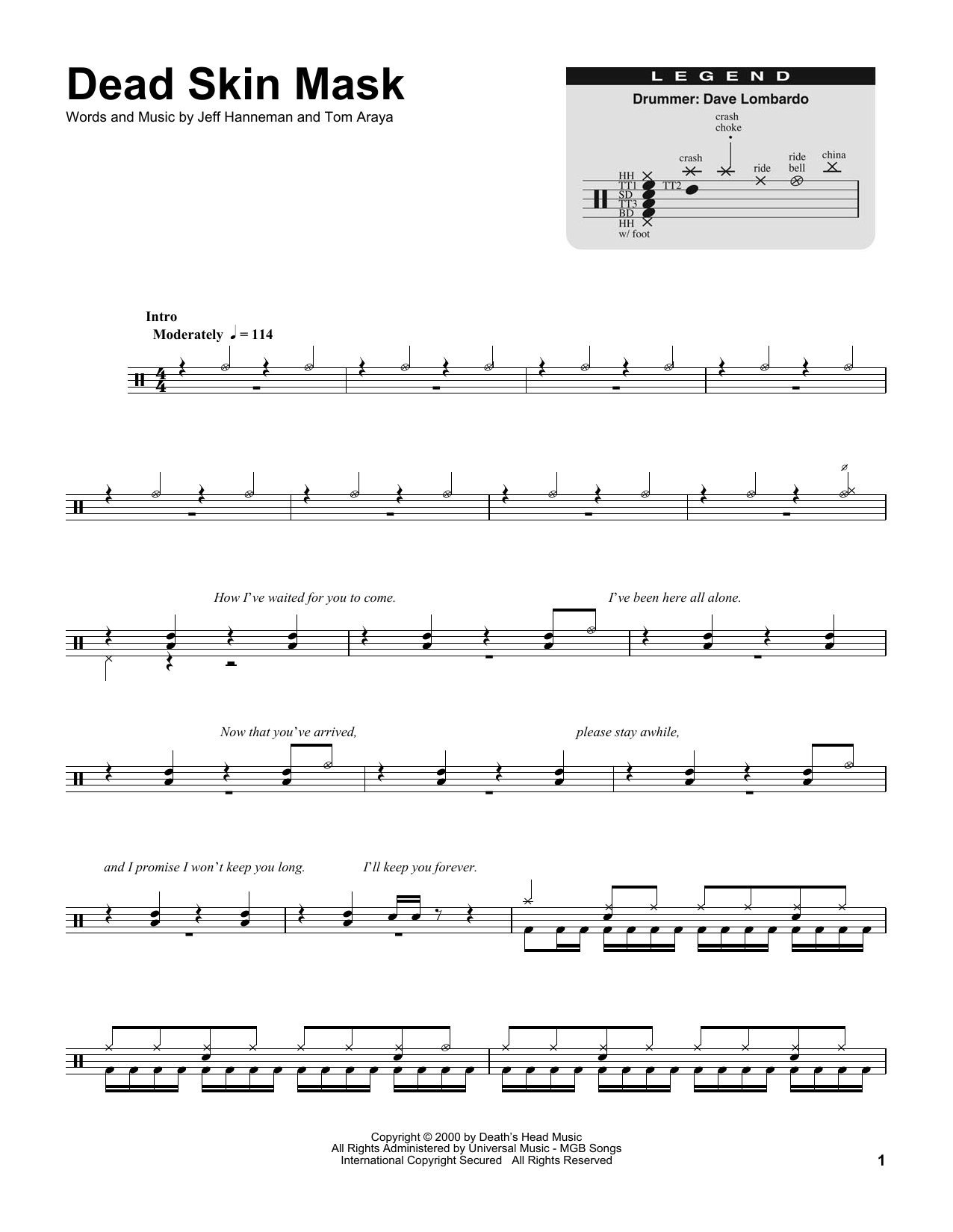 Dead Skin Mask (Drums Transcription) von Slayer