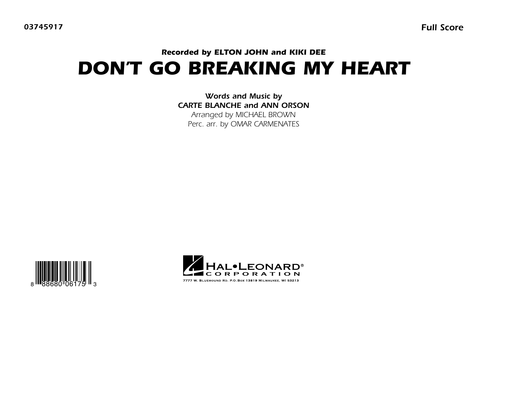 Don't Go Breaking My Heart - Conductor Score (Full Score) (Marching Band) von Michael Brown