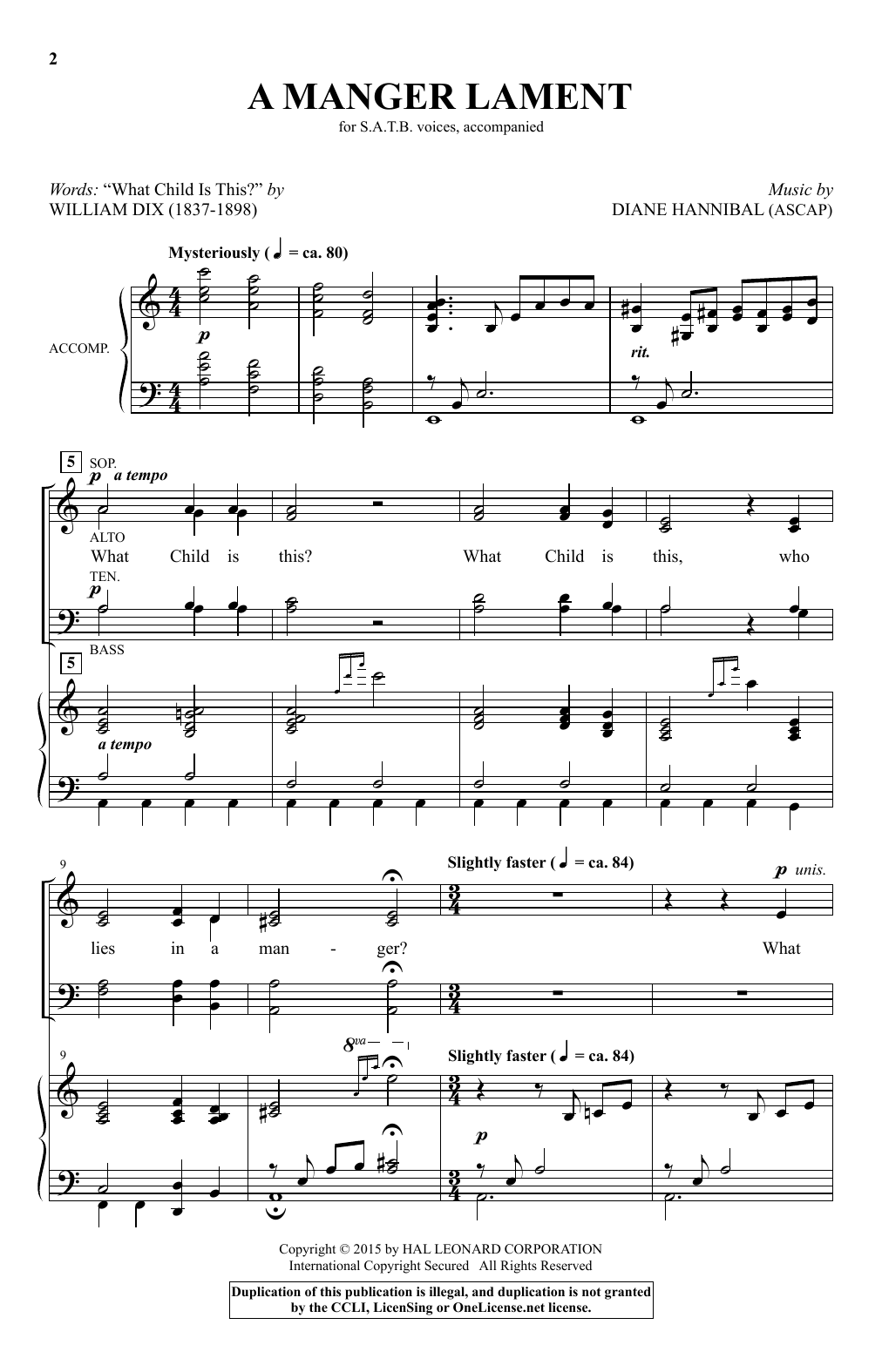 A Manger Lament (SATB Choir) von Diane Hannibal