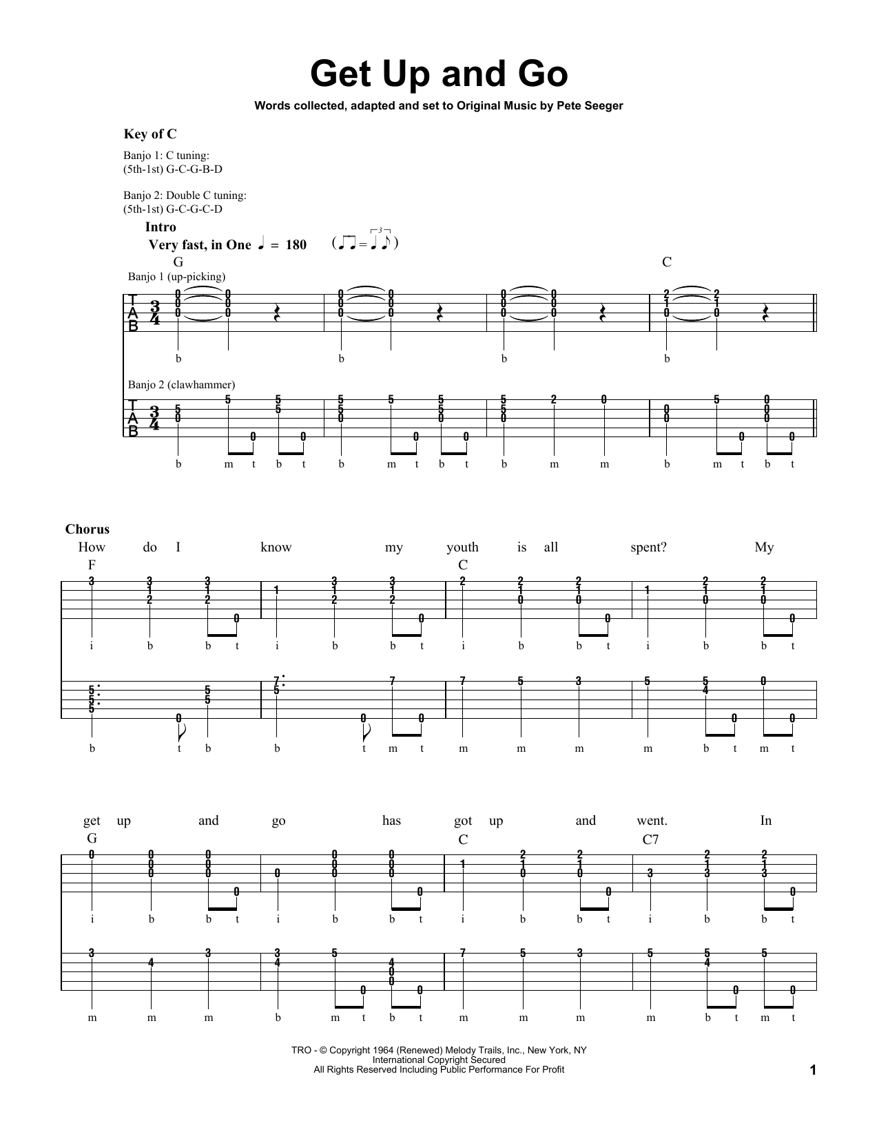 Get Up And Go (Banjo Tab) von Pete Seeger