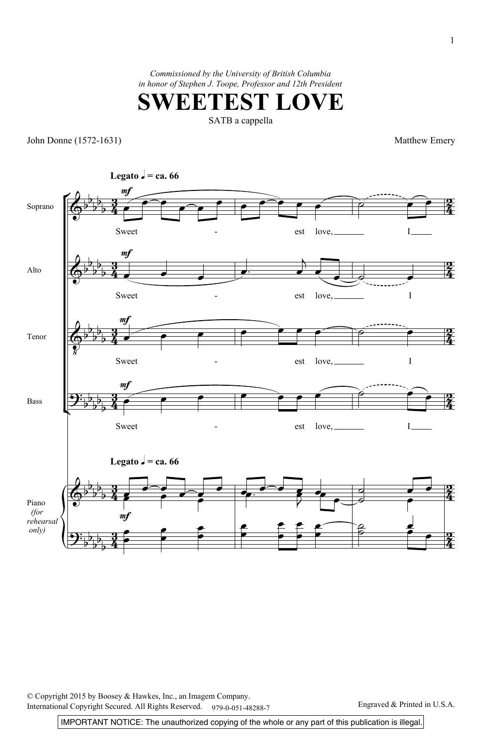 Sweetest Love (SATB Choir) von Matthew Emery