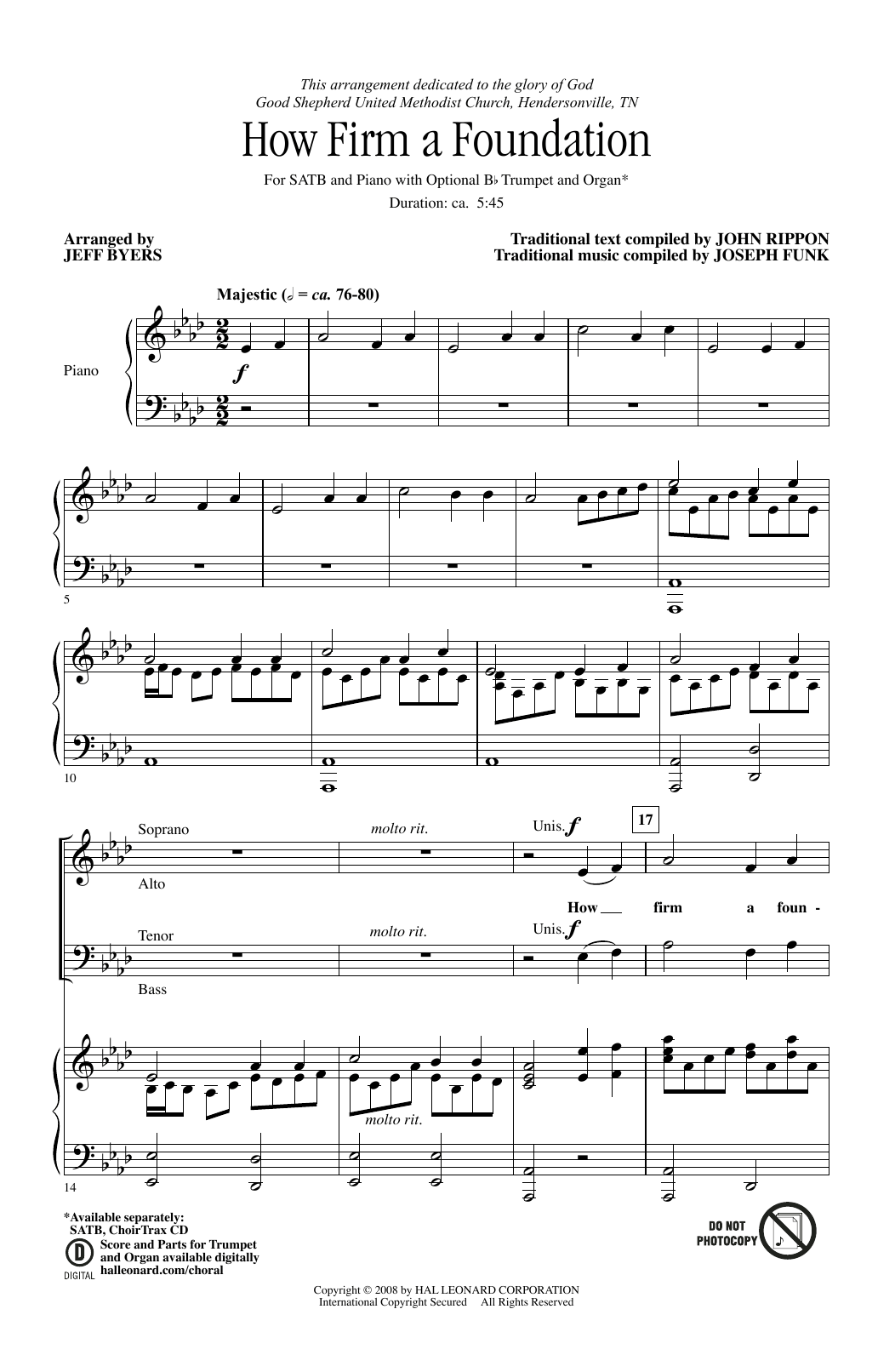 How Firm a Foundation (SATB Choir) von Jeff Byers