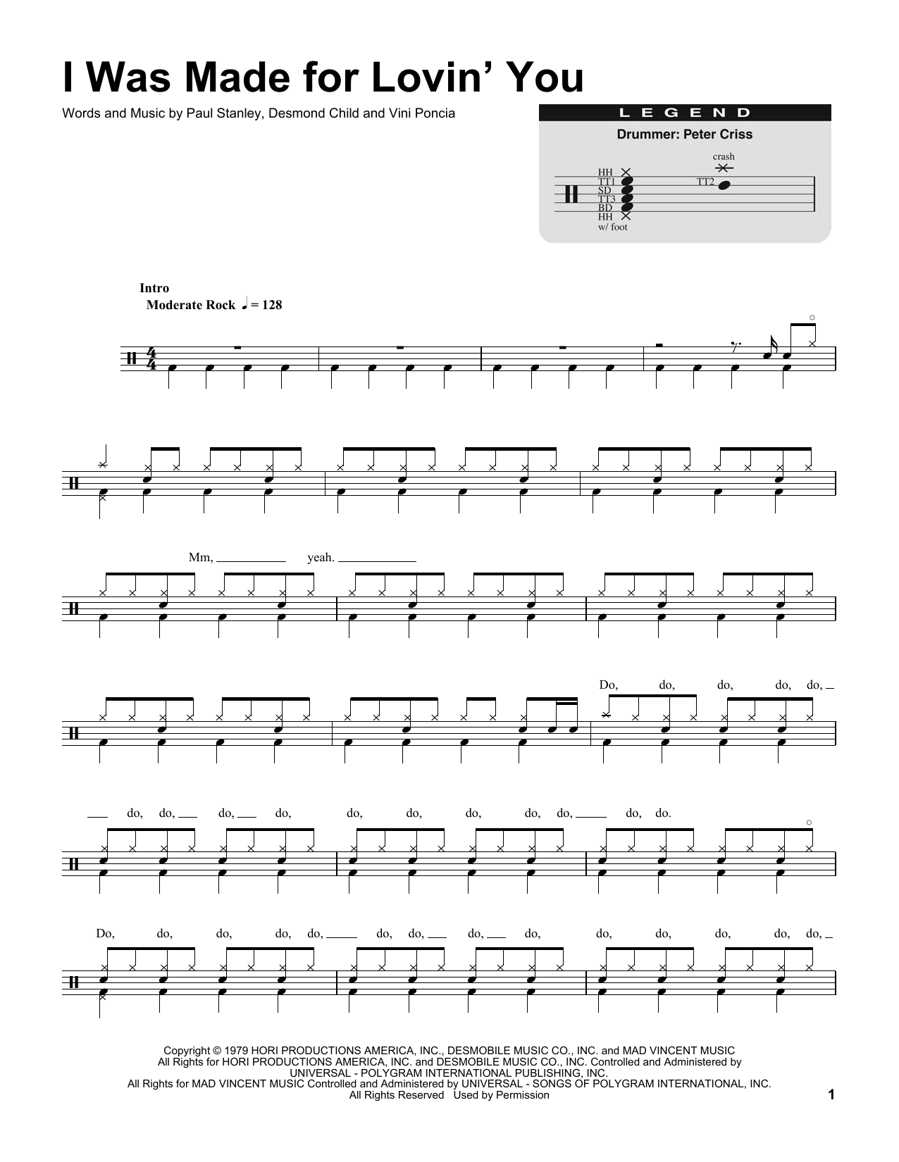 I Was Made For Lovin' You (Drums Transcription) von KISS