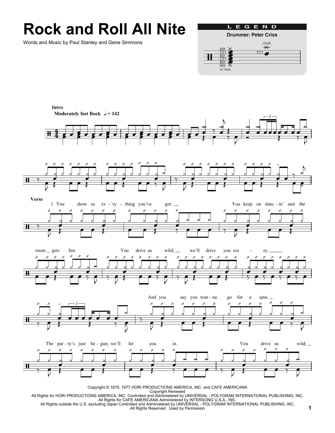 Rock And Roll All Nite (Drums Transcription) von KISS