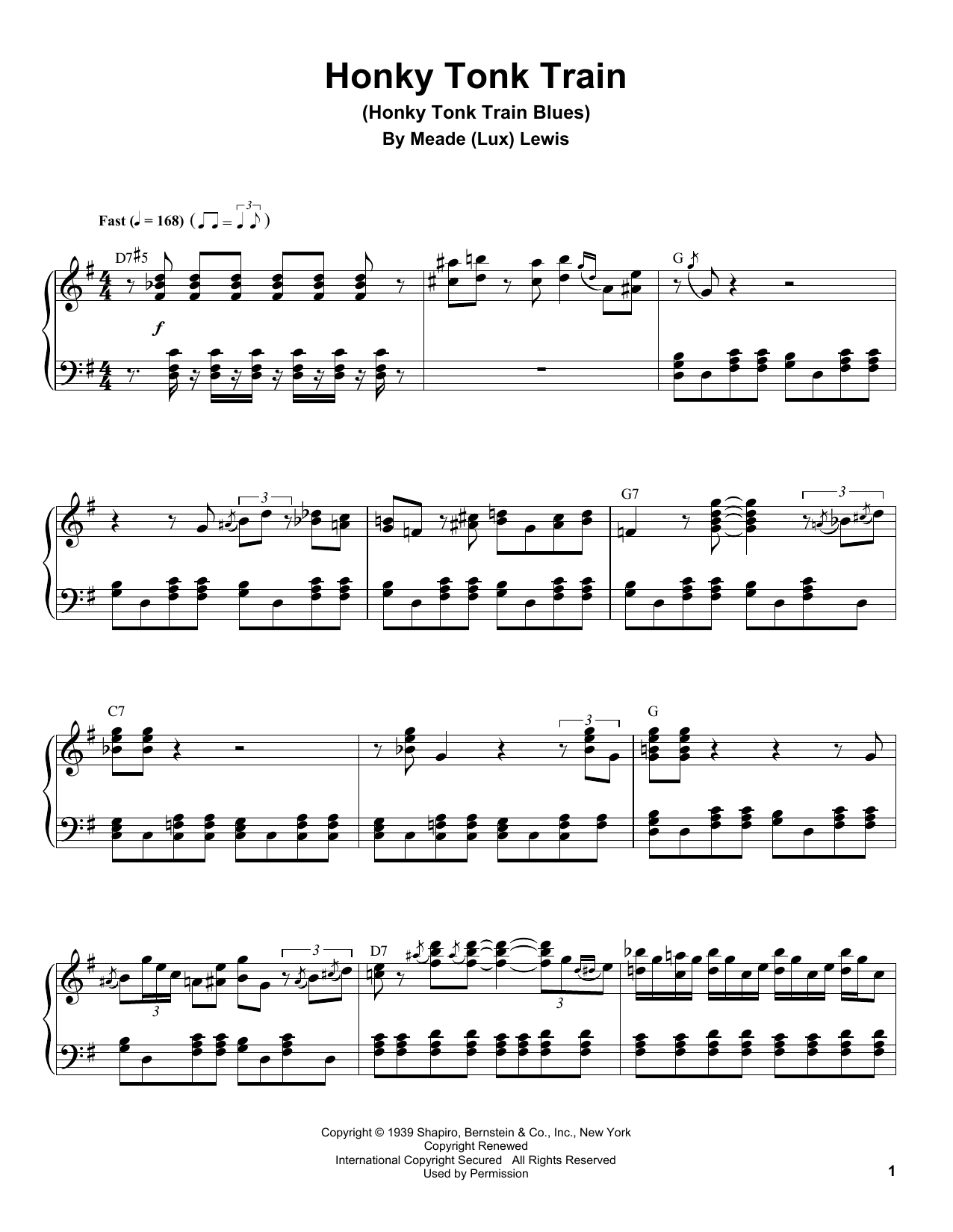 Honky Tonk Train (Honky Tonk Train Blues) (Piano Transcription) von Meade (Lux) Lewis