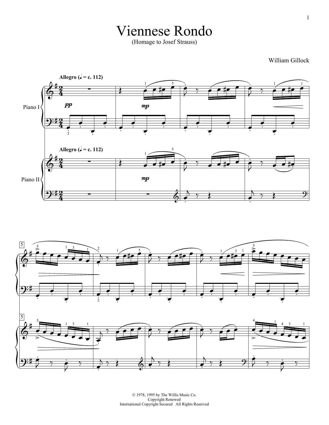 Viennese Rondo (Piano Duet) von William Gillock