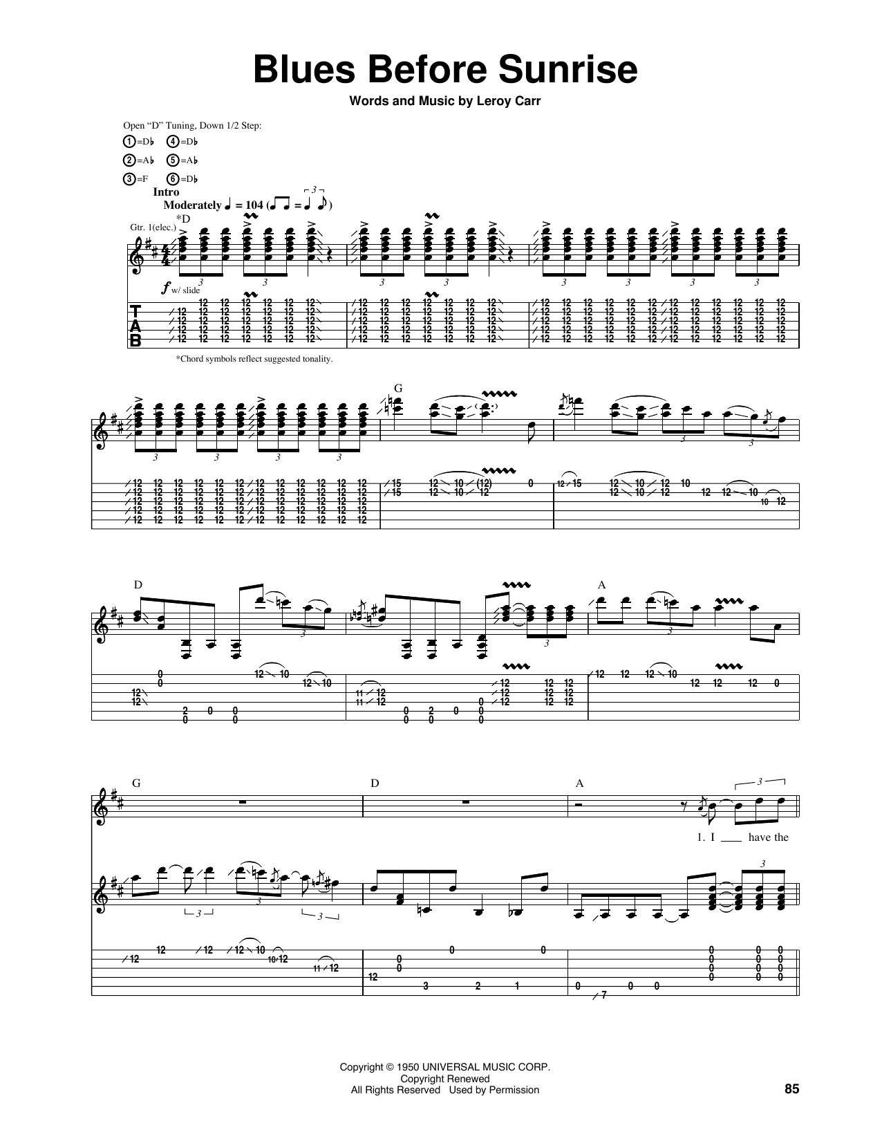 Blues Before Sunrise (Guitar Tab) von Eric Clapton