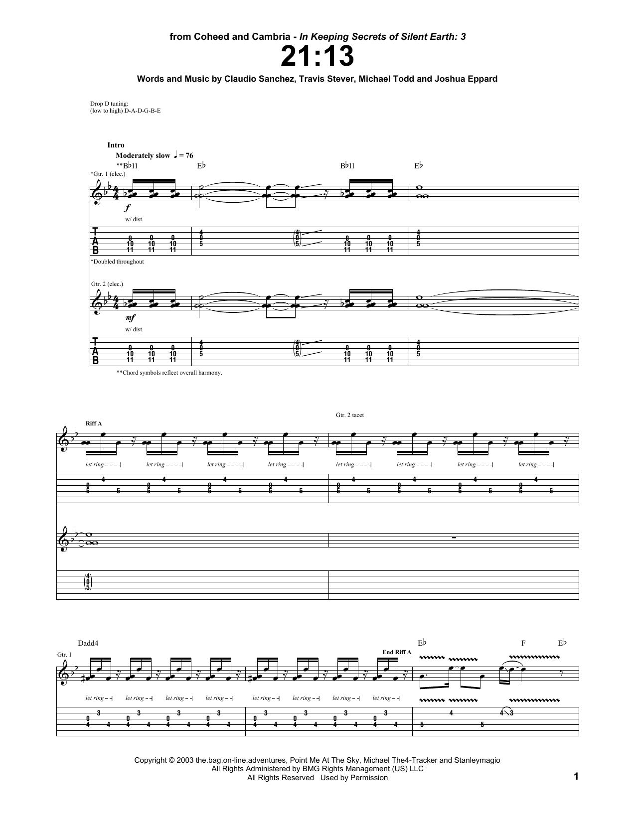 21:13 (Guitar Tab) von Coheed And Cambria