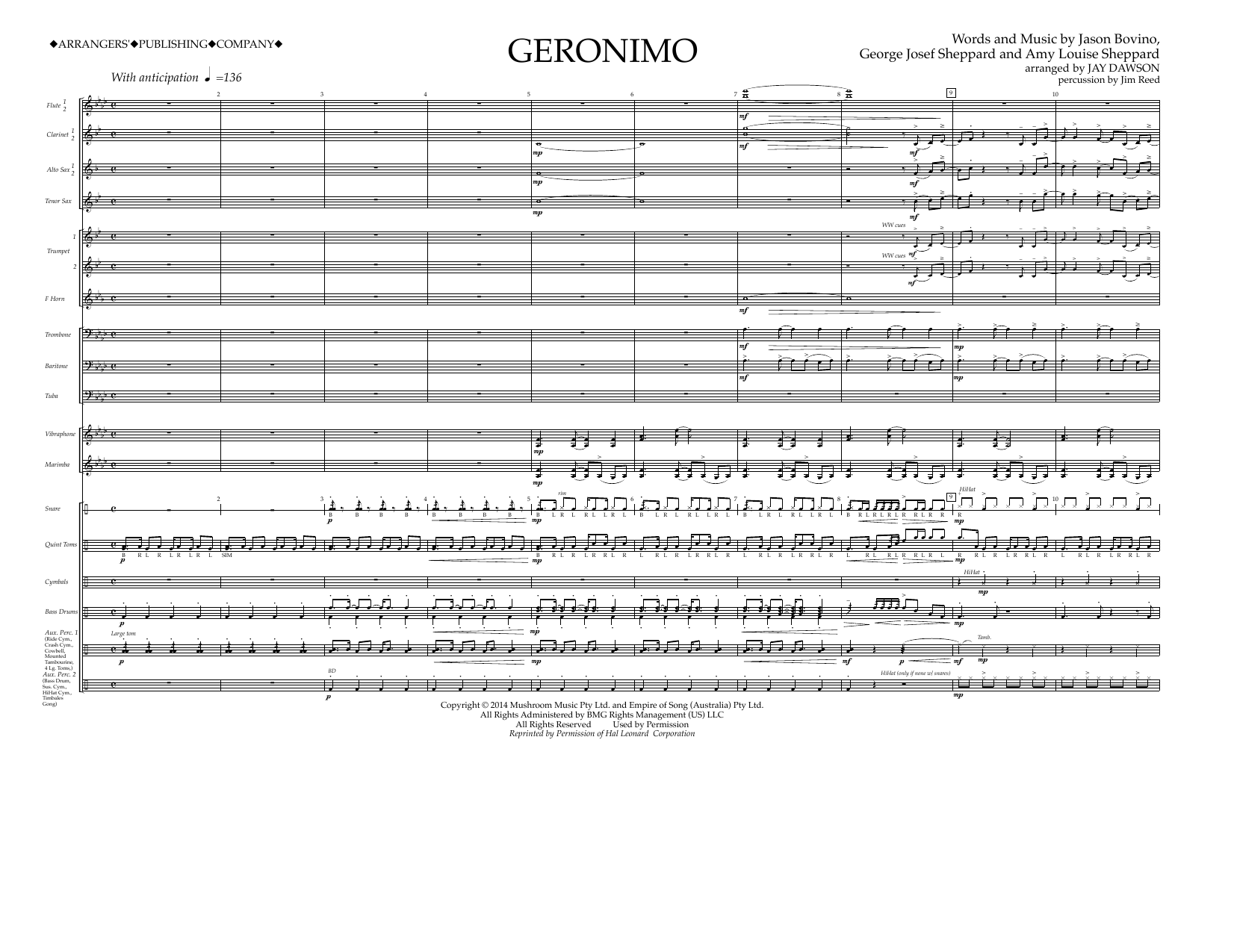 Geronimo - Full Score (Marching Band) von Jay Dawson
