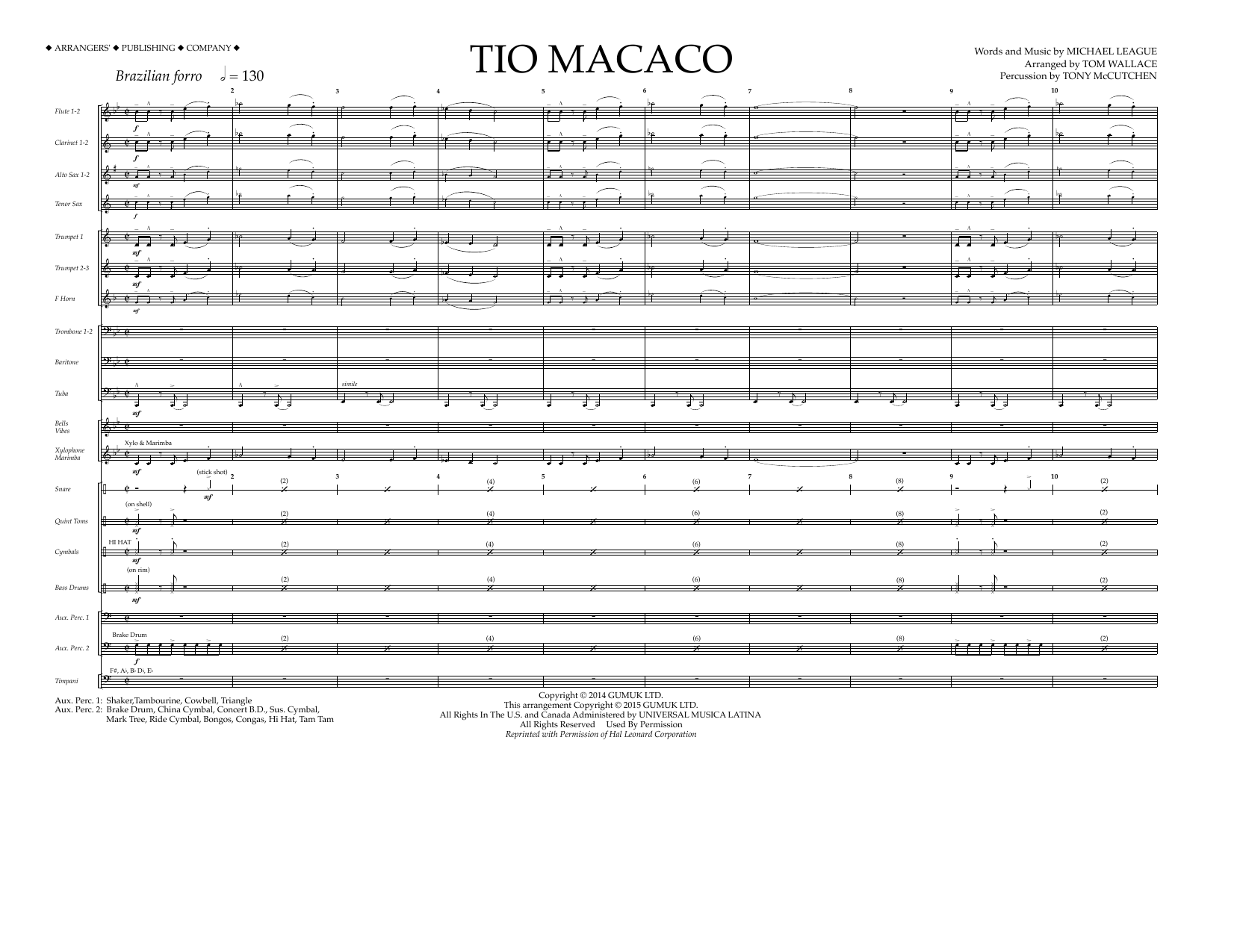 Tio Macaco - Full Score (Marching Band) von Tom Wallace