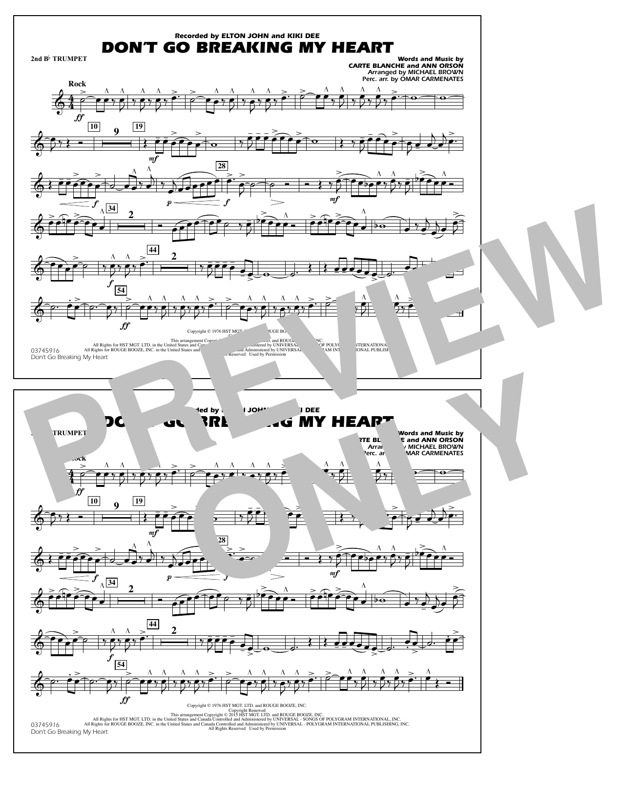 Don't Go Breaking My Heart - 2nd Bb Trumpet (Marching Band) von Michael Brown