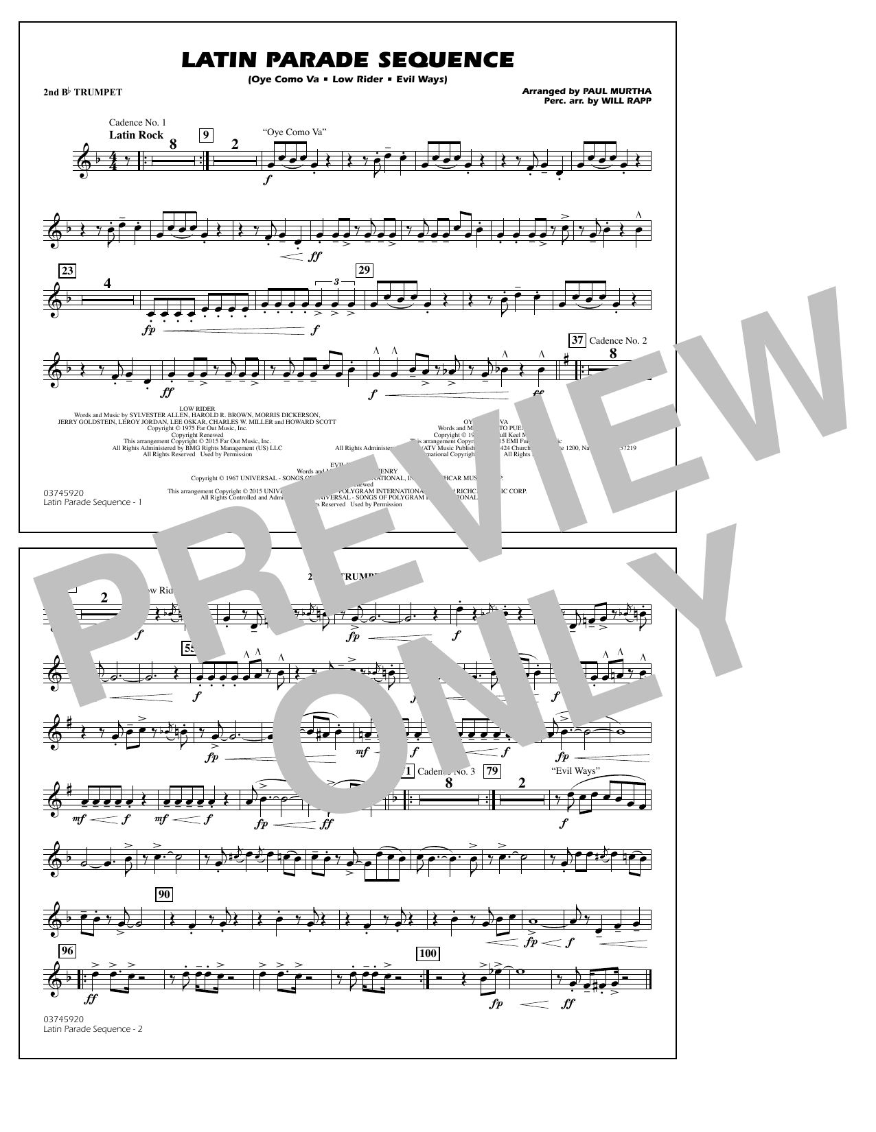 Latin Parade Sequence - 2nd Bb Trumpet (Marching Band) von Paul Murtha