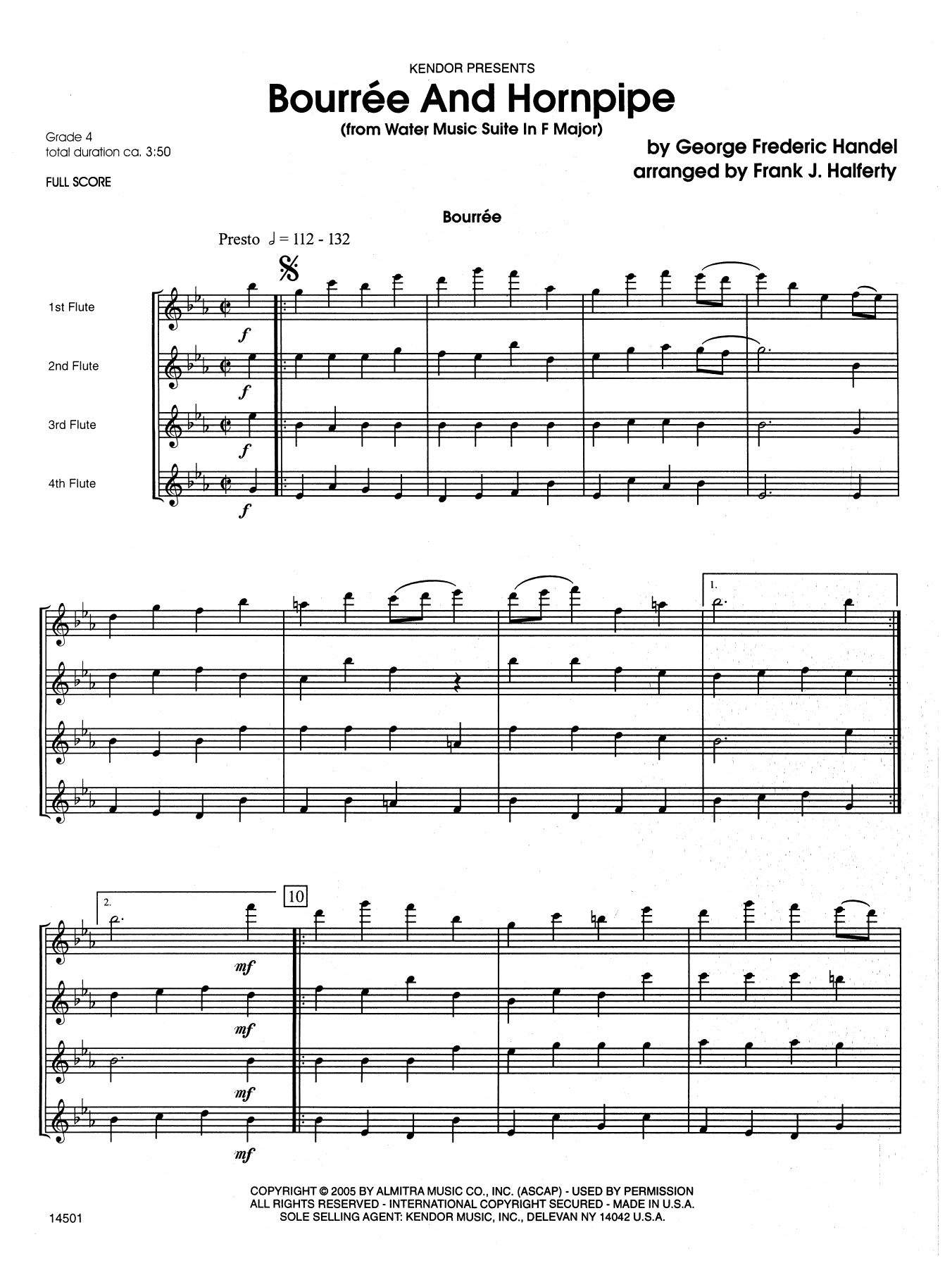 Bourree And Hornpipe (from Water Music Suite In F Major) - Full Score (Woodwind Ensemble) von Frank J. Halferty