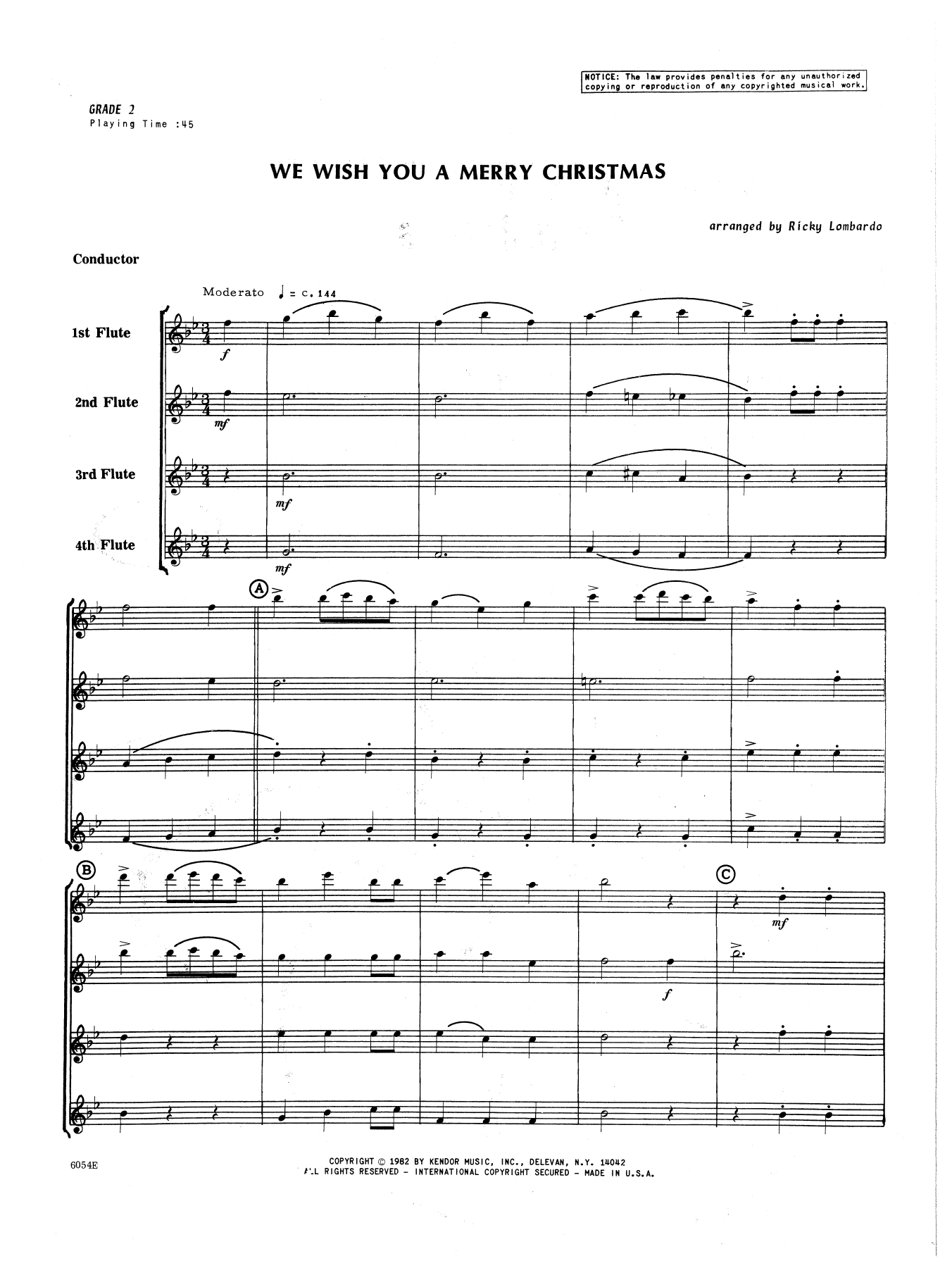 We Wish You A Merry Christmas - Full Score (Woodwind Ensemble) von Lombardo