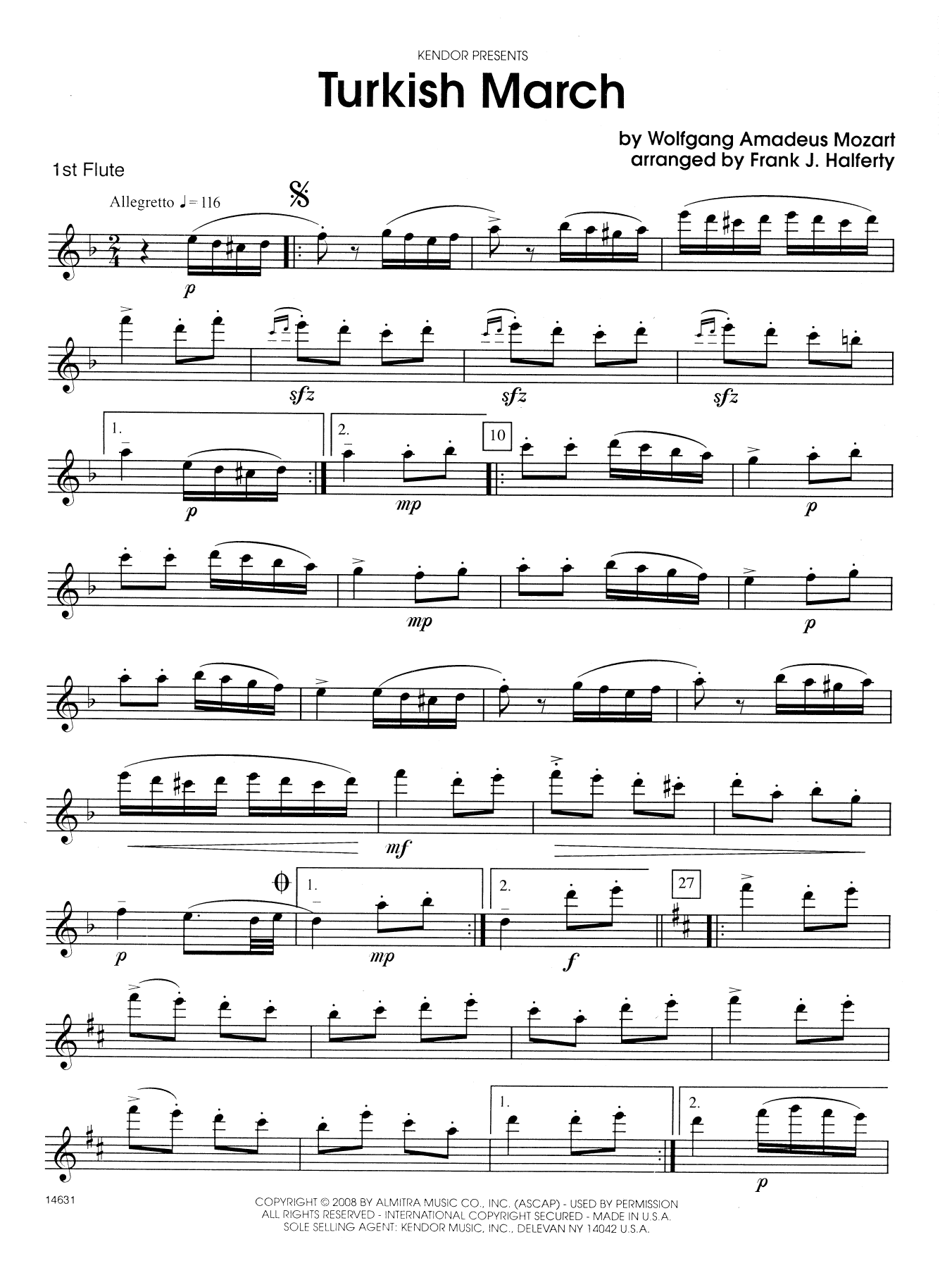 Turkish March - 1st Flute (Woodwind Ensemble) von Frank J. Halferty