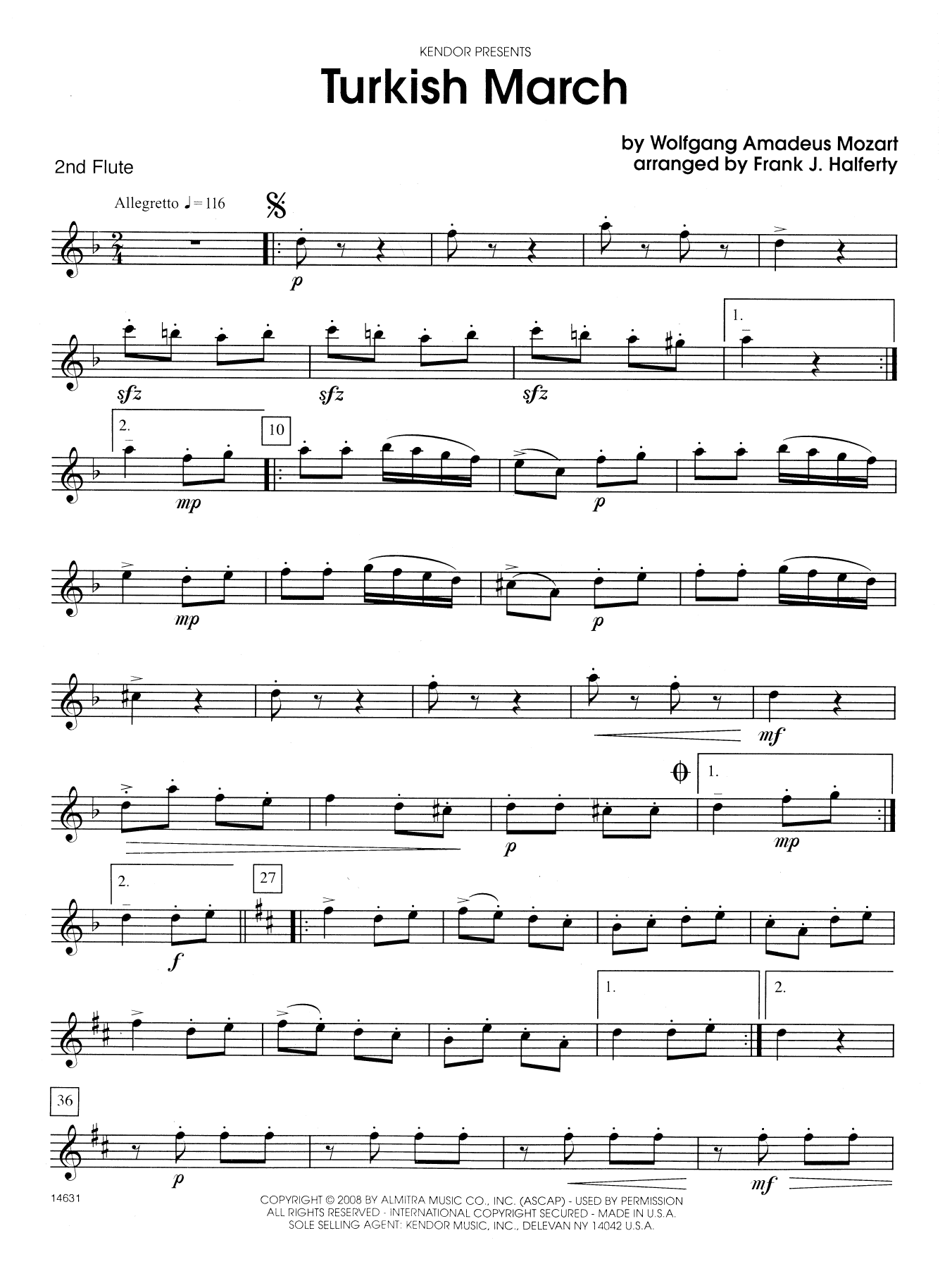 Turkish March - 2nd Flute (Woodwind Ensemble) von Frank J. Halferty