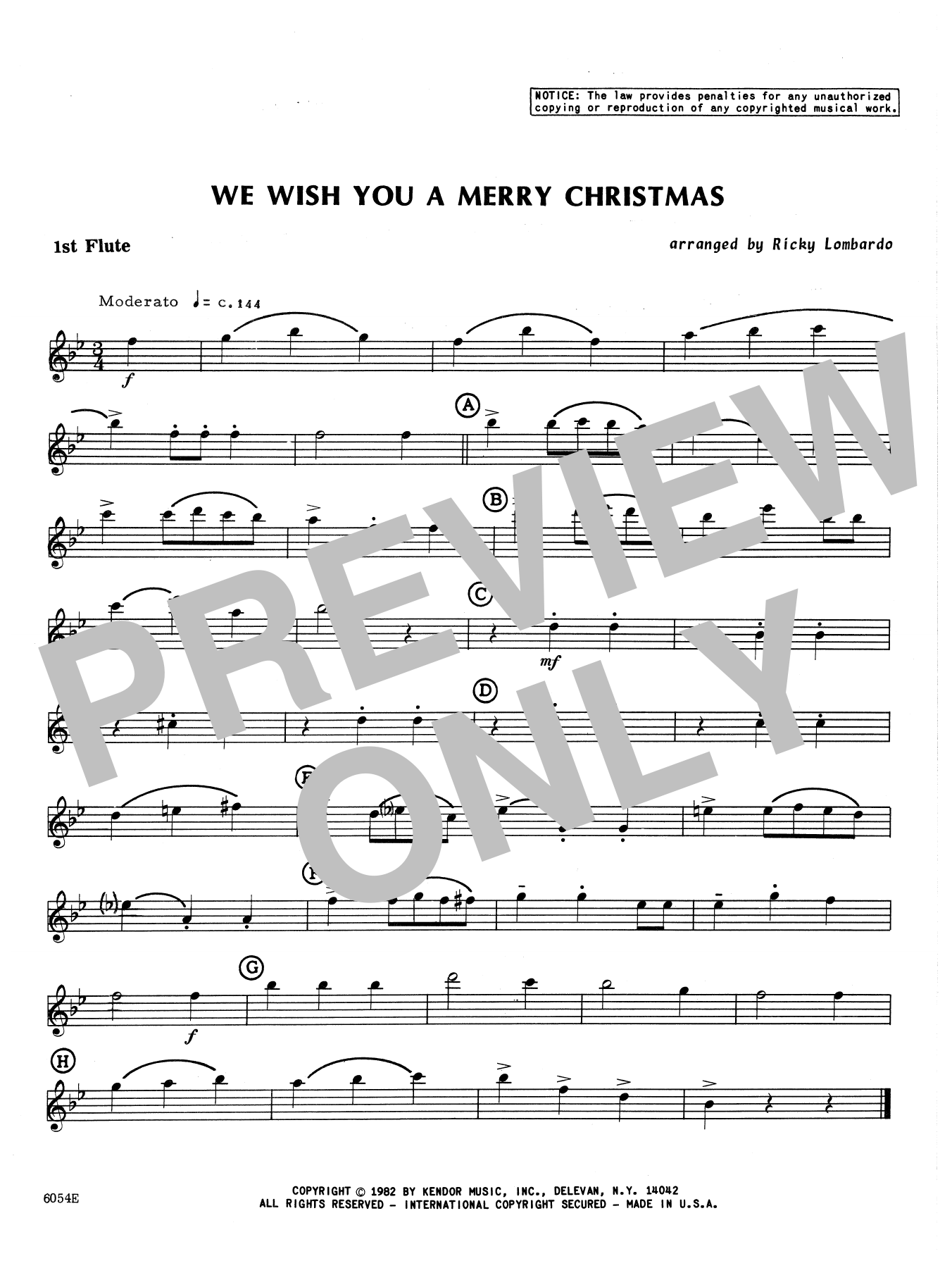 We Wish You A Merry Christmas - 1st Flute (Woodwind Ensemble) von Lombardo