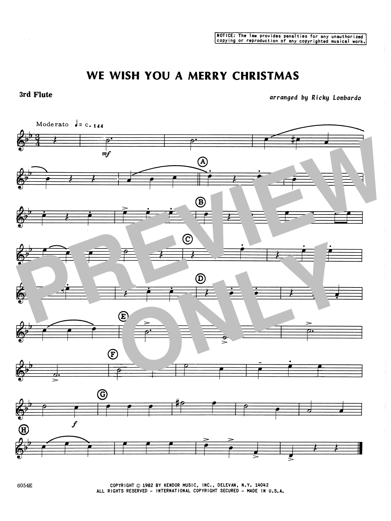 We Wish You A Merry Christmas - 3rd C Flute (Woodwind Ensemble) von Lombardo