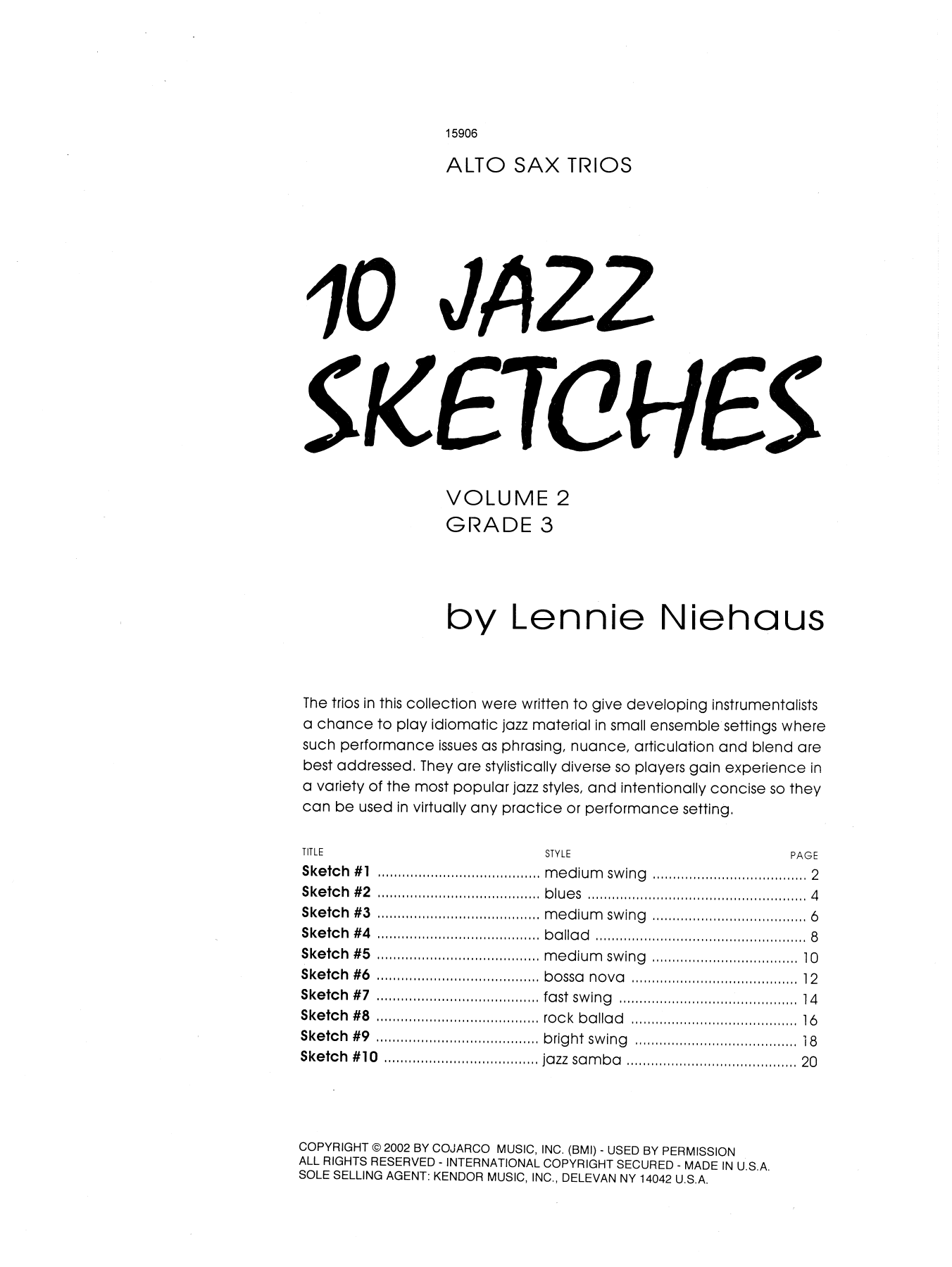 10 Jazz Sketches, Volume 2 (altos) (Woodwind Ensemble) von Lennie Niehaus