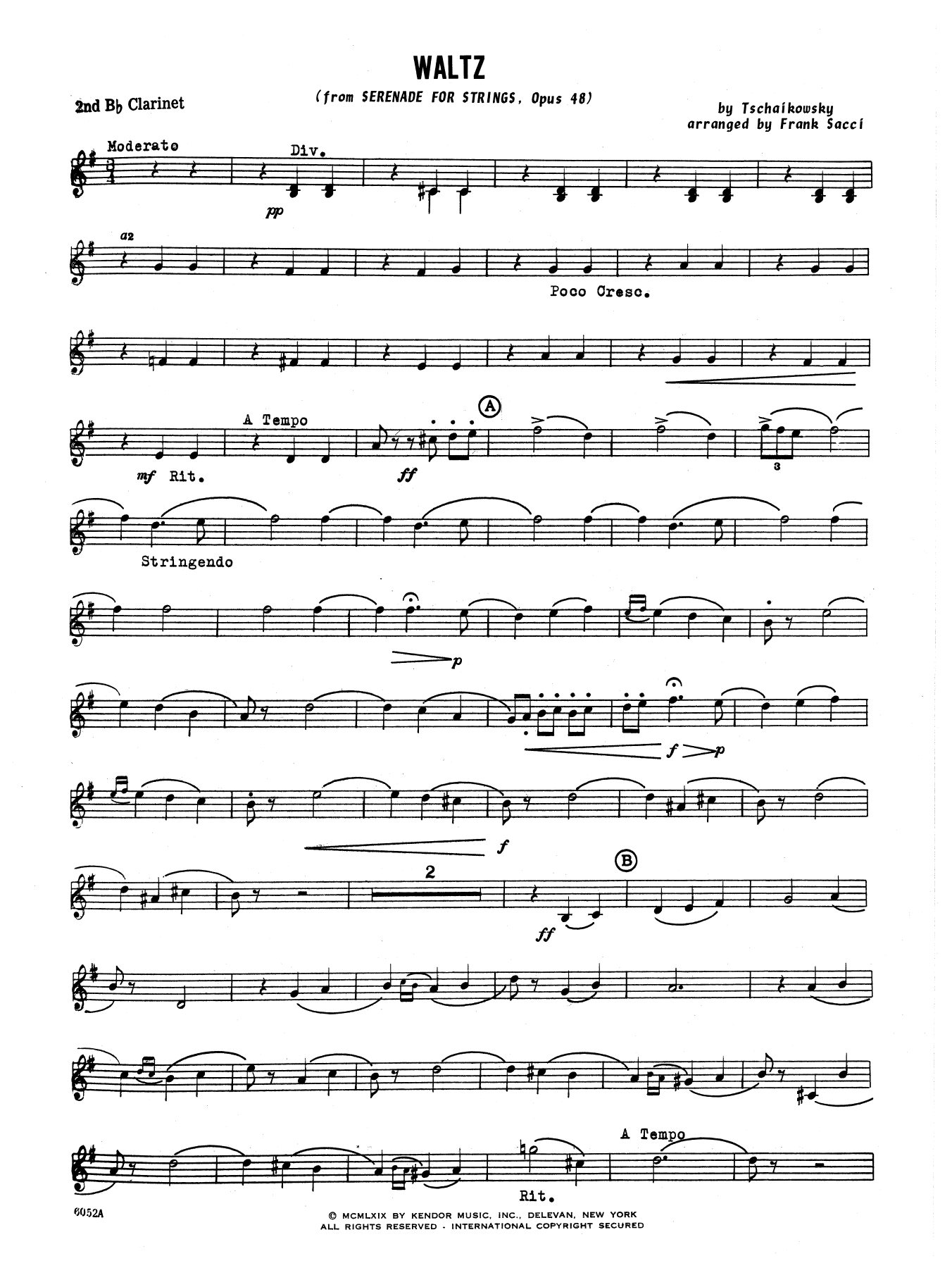 Waltz From Serenade For Strings Op. 48 - 2nd Bb Clarinet (Woodwind Ensemble) von Frank Sacci