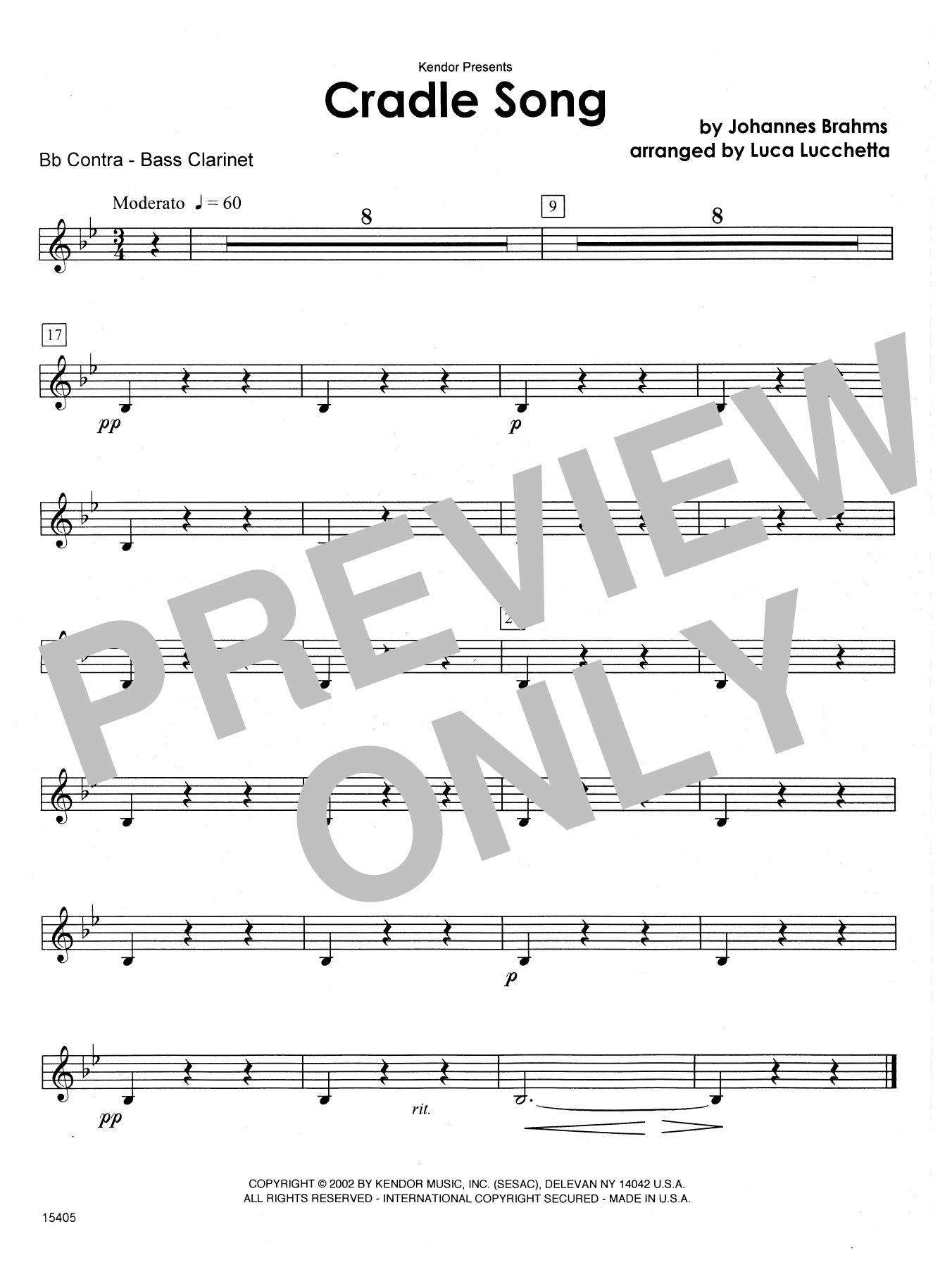 Cradle Song - Bb Contra Bass Clarinet (Woodwind Ensemble) von Lucchetta