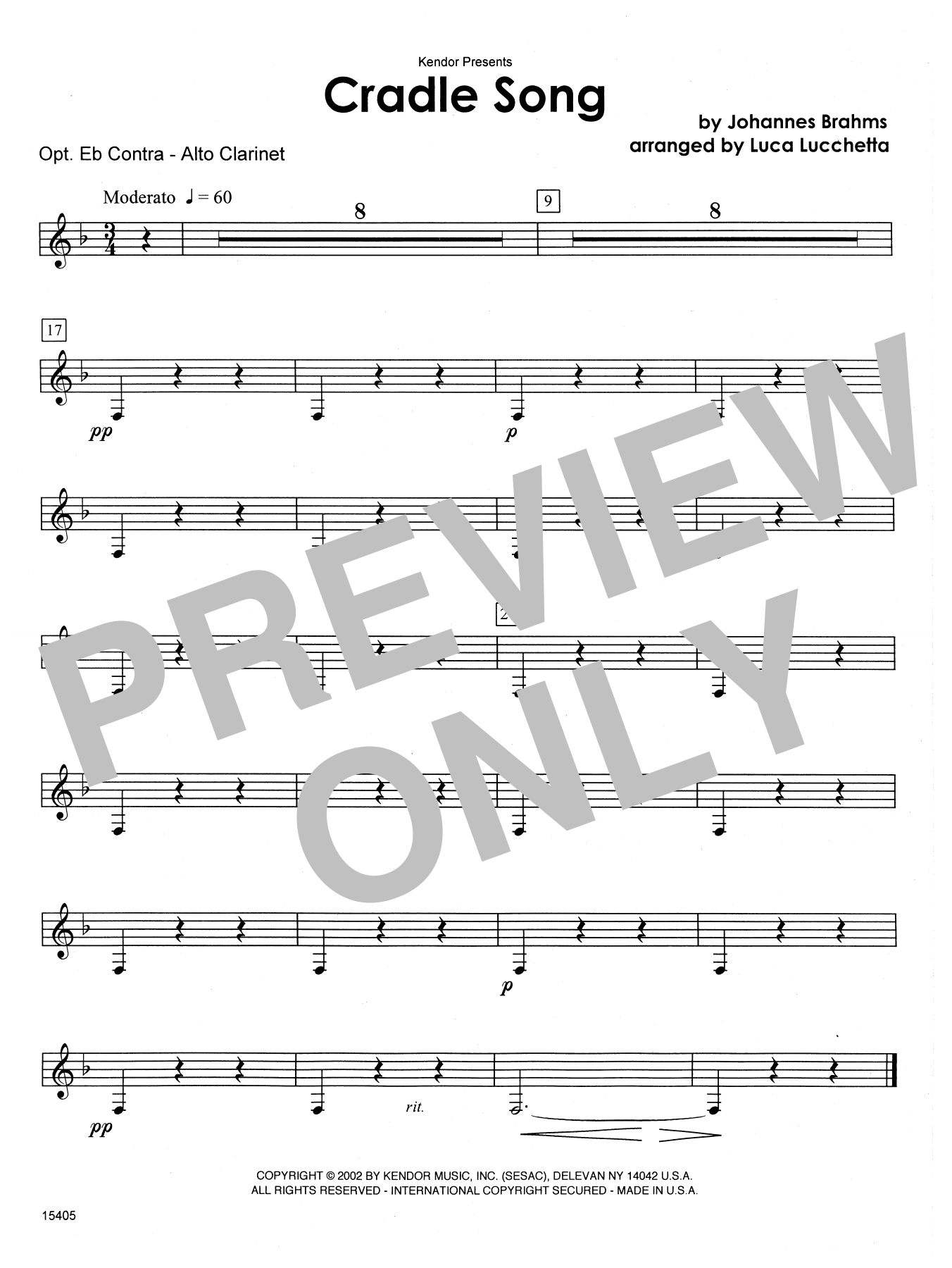 Cradle Song - Eb Contra Alto Clarinet (Woodwind Ensemble) von Lucchetta