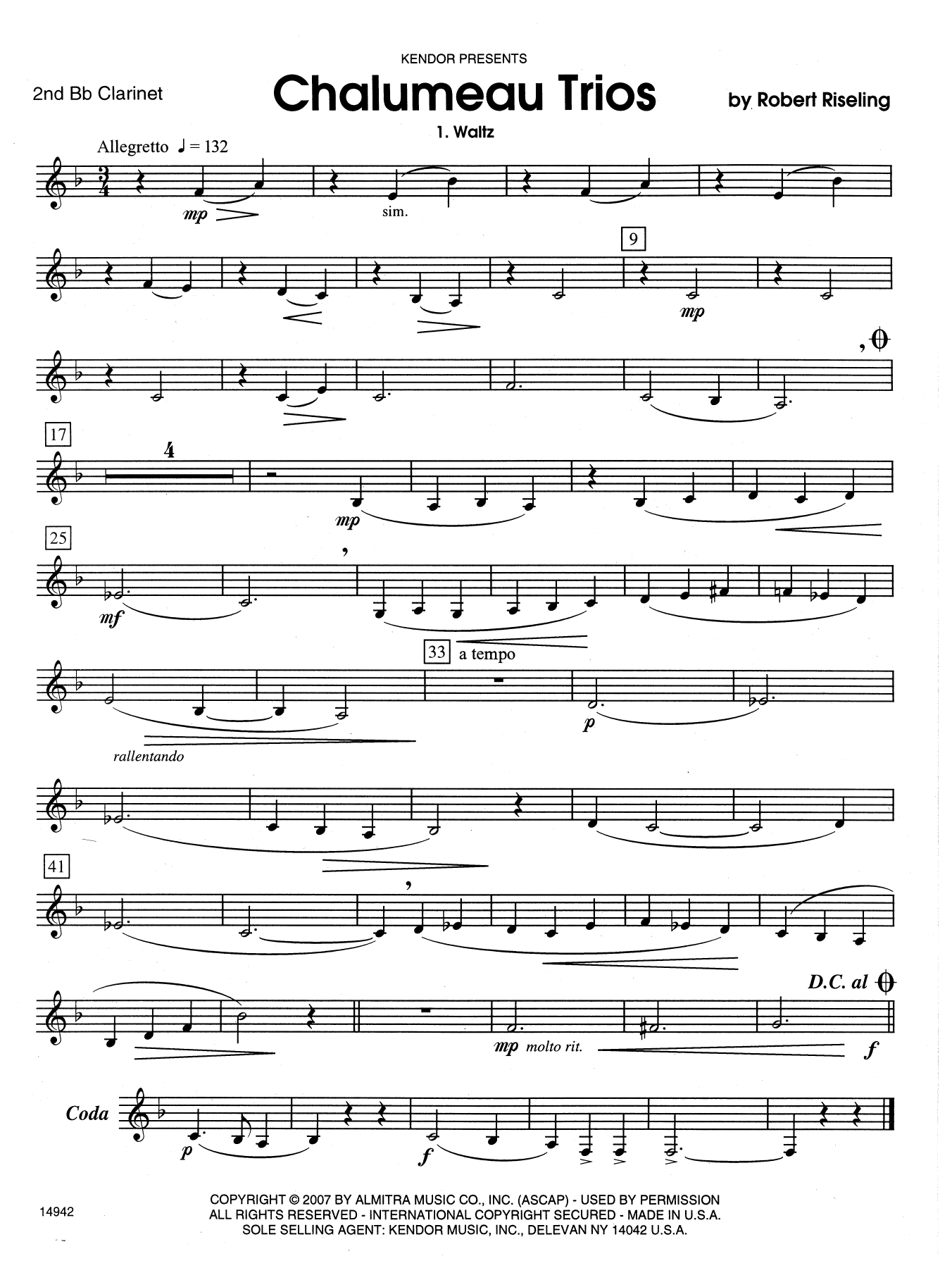 Chalumeau Trios - 2nd Bb Clarinet (Woodwind Ensemble) von Riseling
