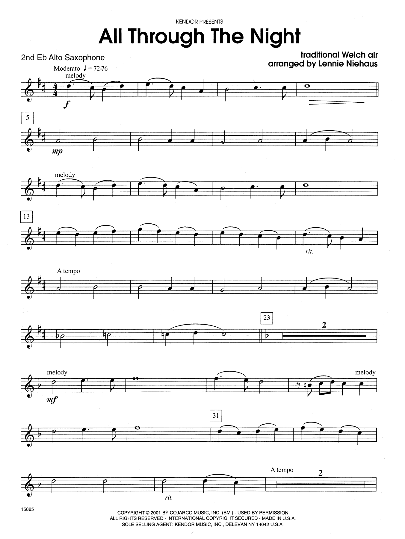 All Through the Night - 2nd Eb Alto Saxophone (Woodwind Ensemble) von Lennie Niehaus