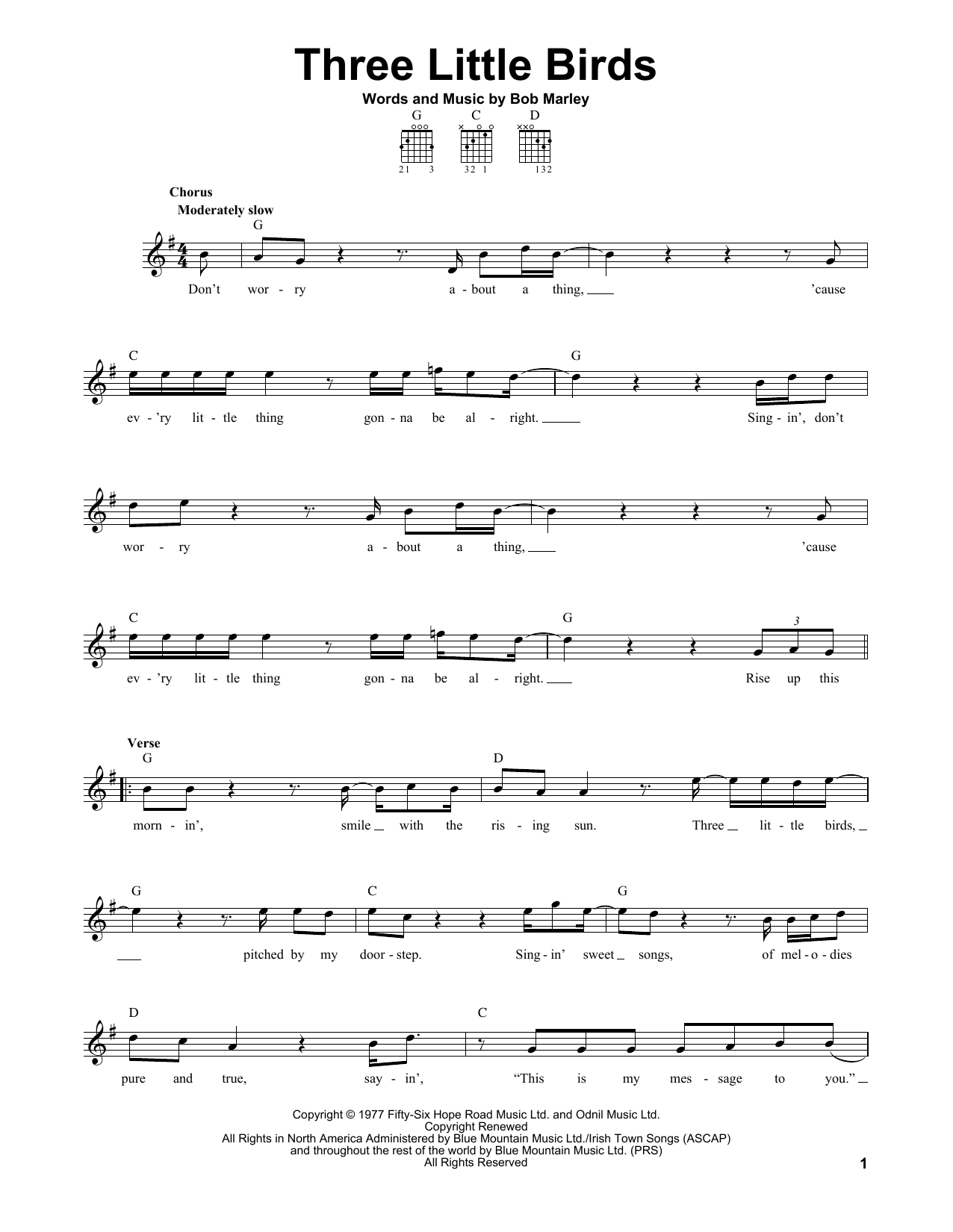 Three Little Birds (Easy Guitar) von Bob Marley