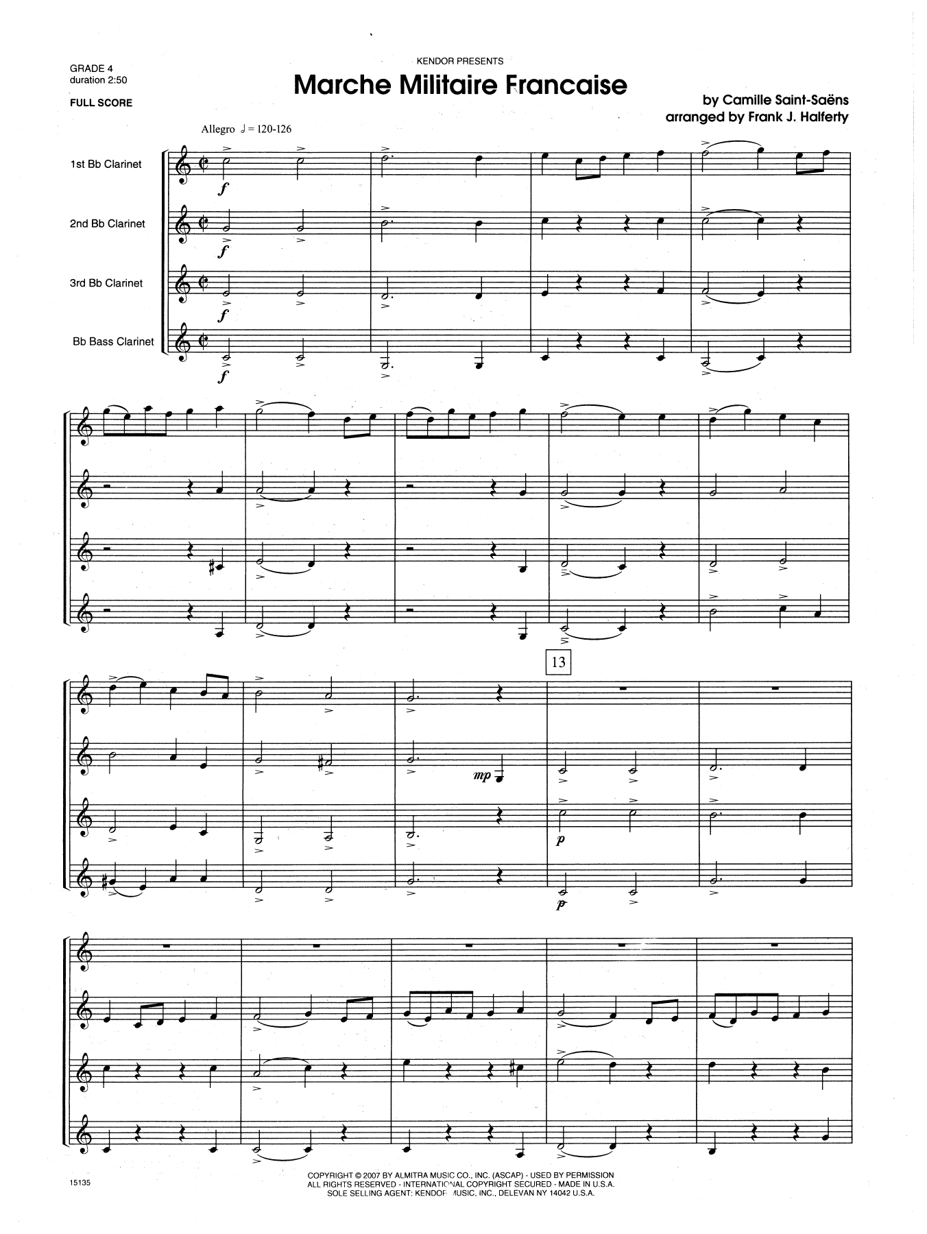 Marche Militaire Francaise - Full Score (Woodwind Ensemble) von Frank J. Halferty